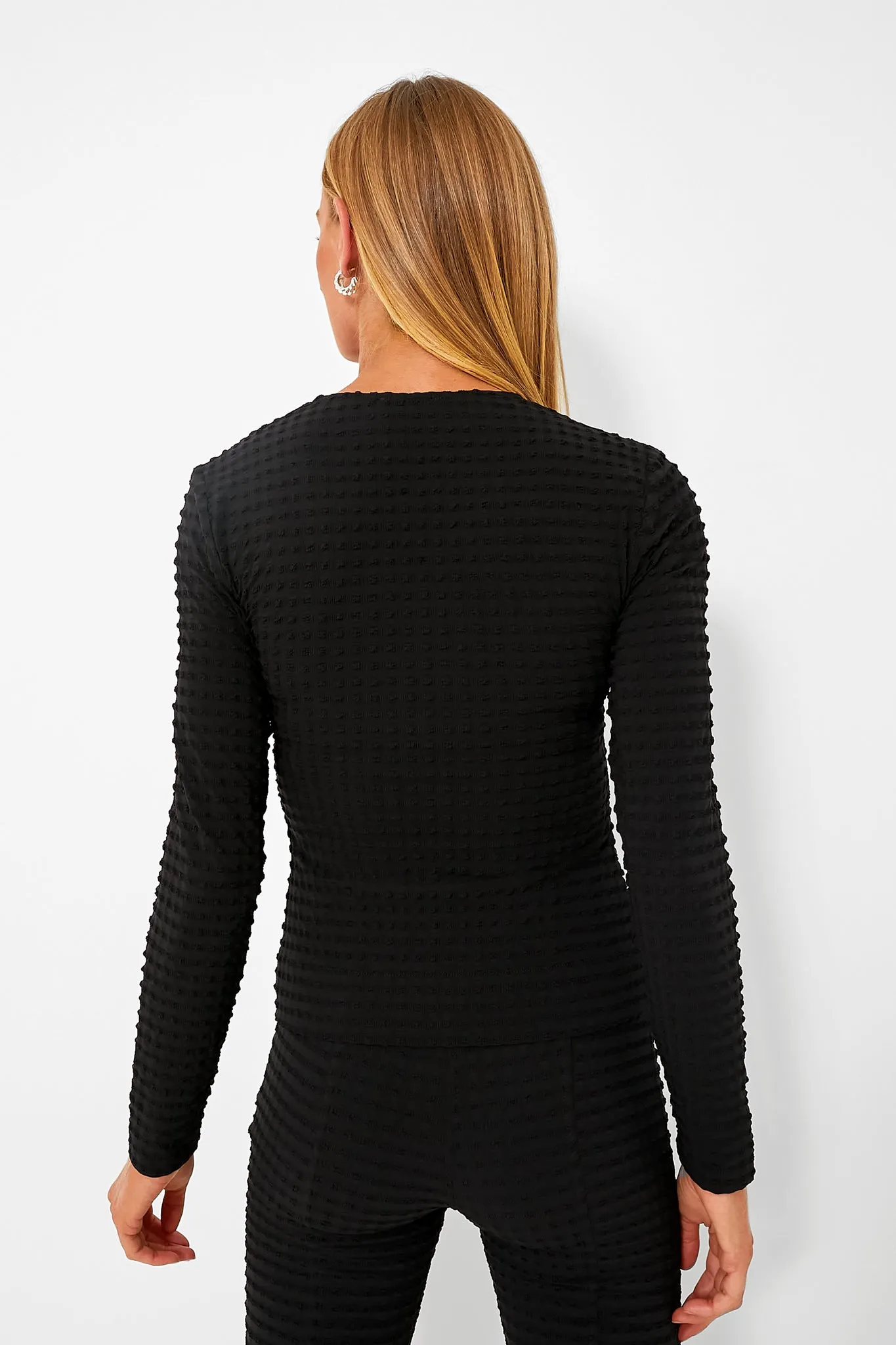 Black Stretch Seersucker Blouse sold by Tuckernuck product image thumbnail 3