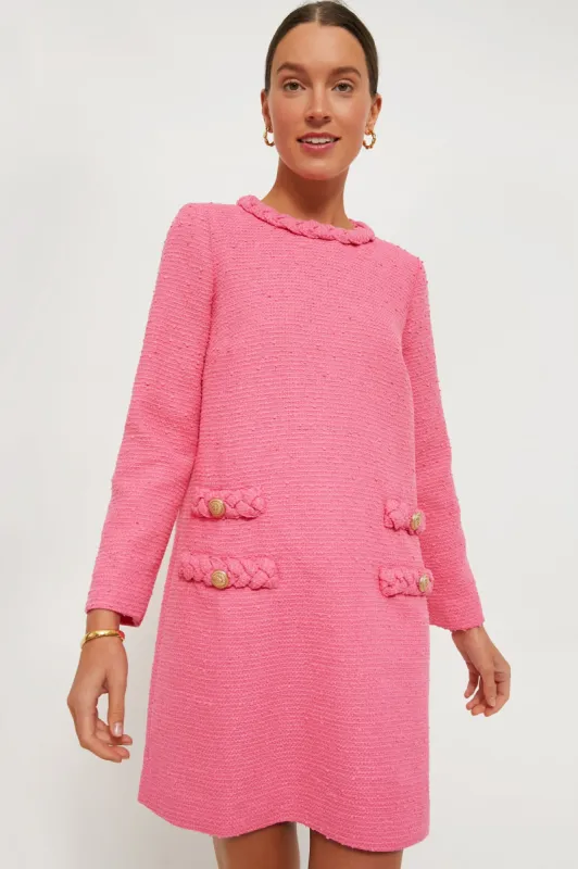 Hot Pink Tweed Long Sleeve Jackie Dress sold by Tuckernuck