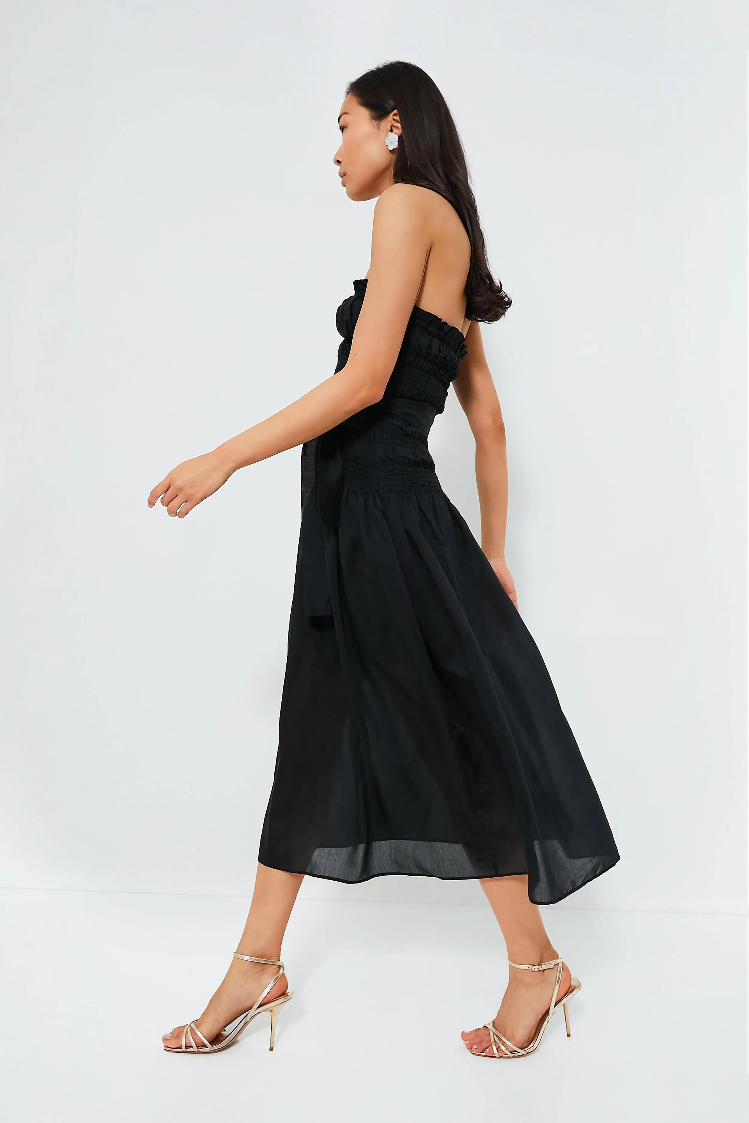 Black Ruched Tie Front Dress sold by Tuckernuck product image thumbnail 3