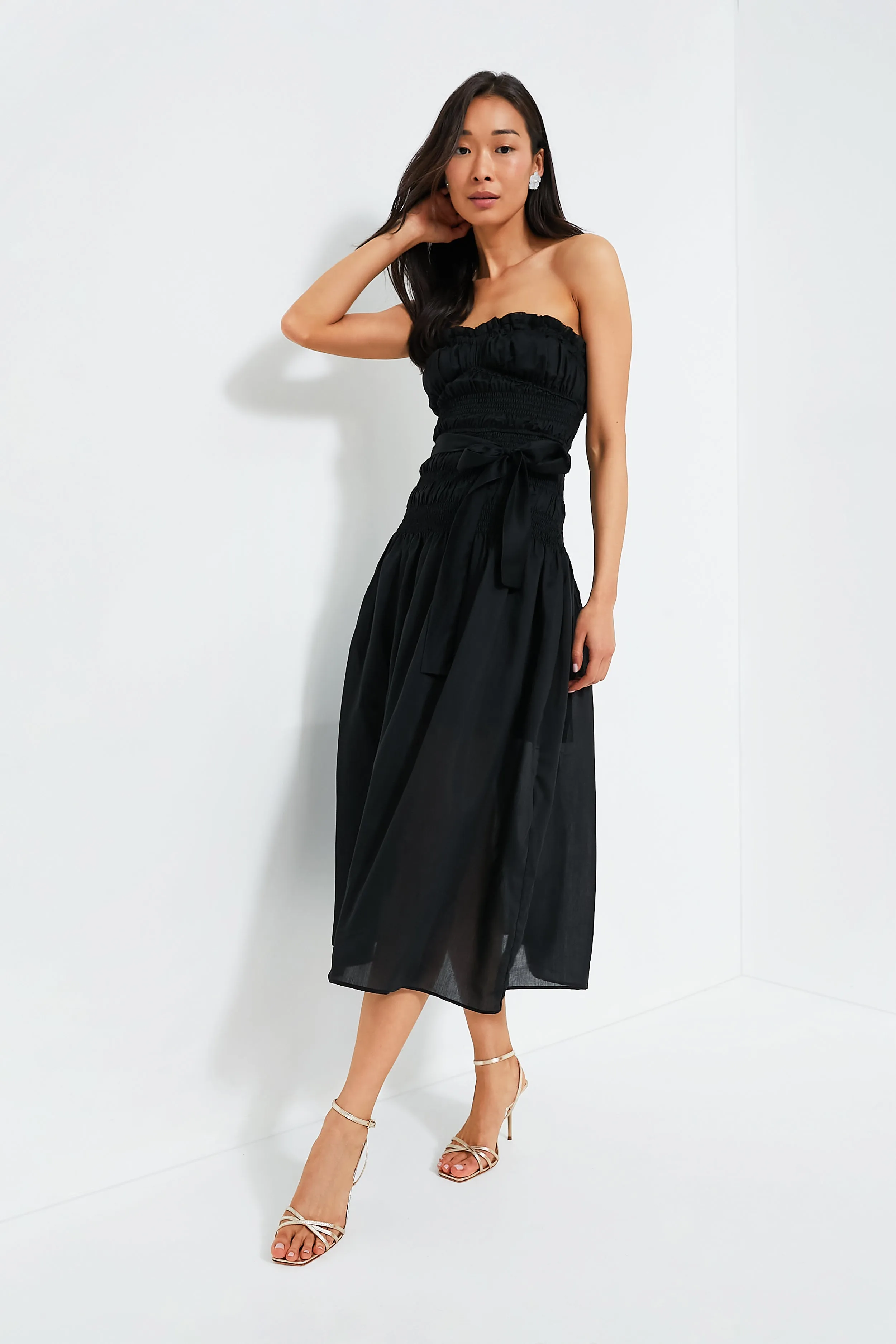 Black Ruched Tie Front Dress sold by Tuckernuck product image thumbnail 2