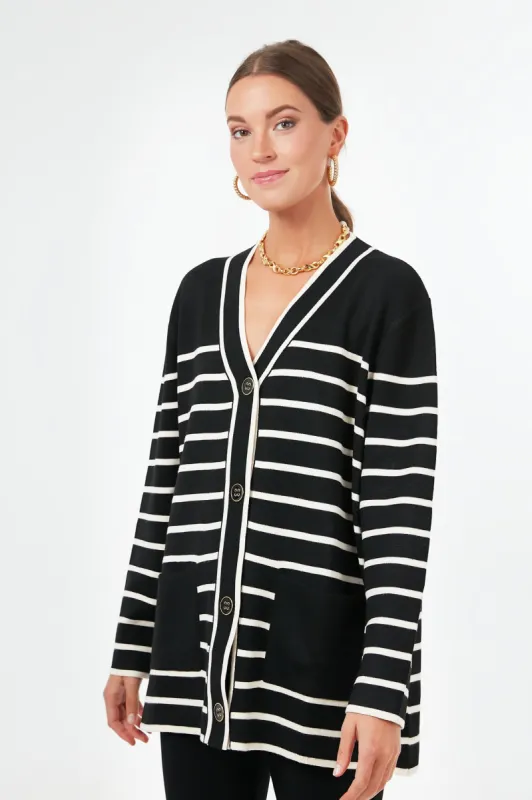 Black and White Stripe Lauren Cardigan sold by Tuckernuck