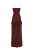Chocolate spaghetti strap pleated maxi dress, Garden of Eden sold by Milla