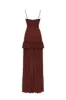 Chocolate spaghetti strap pleated maxi dress, Garden of Eden sold by Milla