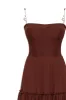 Chocolate spaghetti strap pleated maxi dress, Garden of Eden sold by Milla
