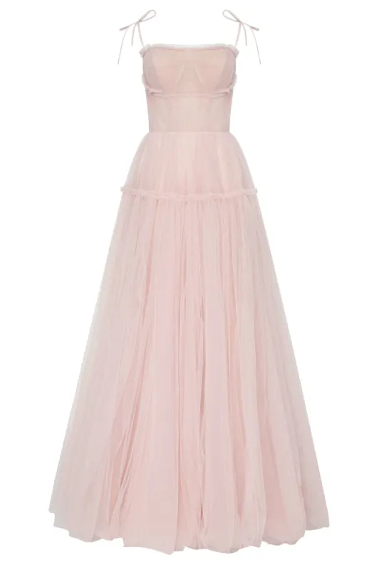Misty Rose Tie-straps tulle prom dress made by Milla