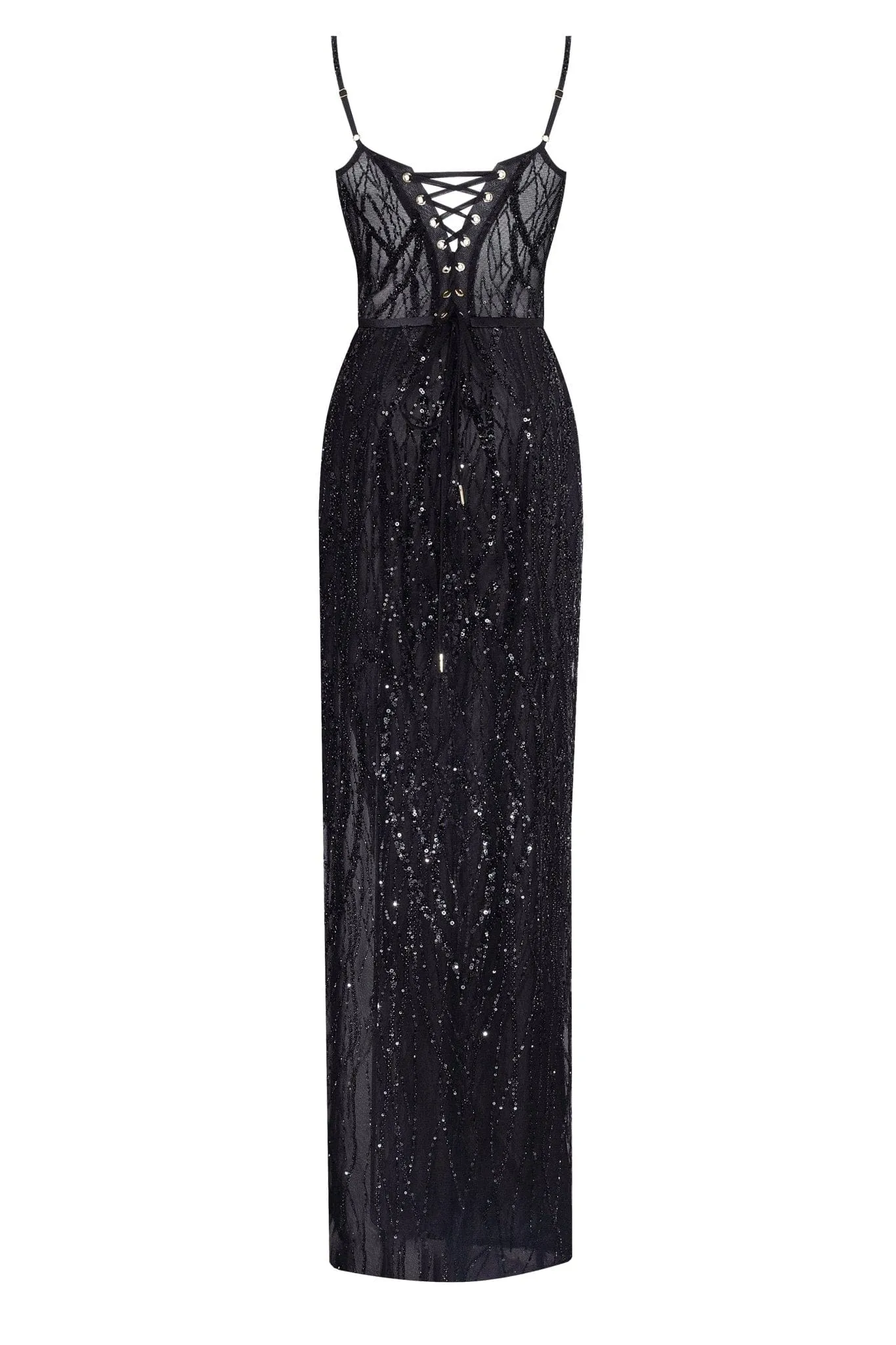 Astonishing sequined maxi gown on spaghetti straps sold by Milla product image thumbnail 3