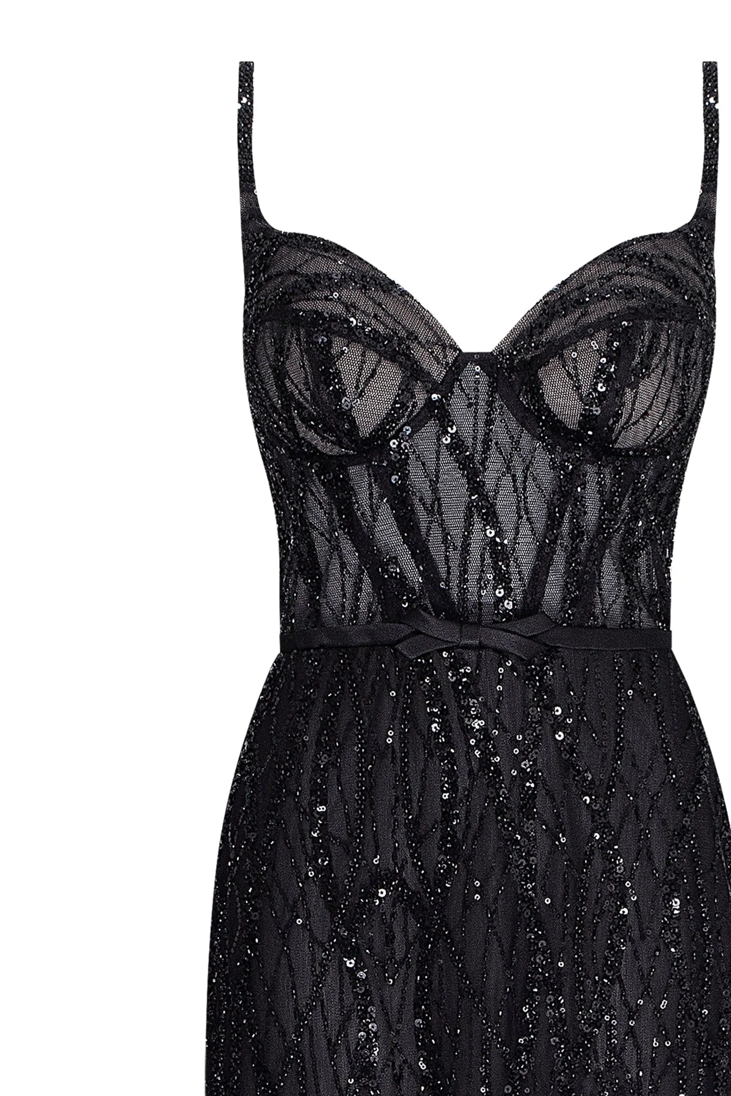 Astonishing sequined maxi gown on spaghetti straps sold by Milla product image thumbnail 5