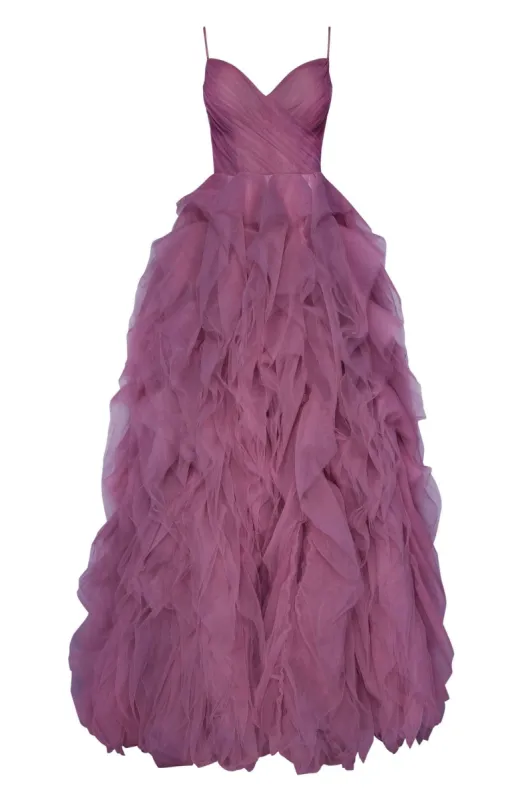 Wine dreamy heart-shaped neckline maxi dress sold by Milla