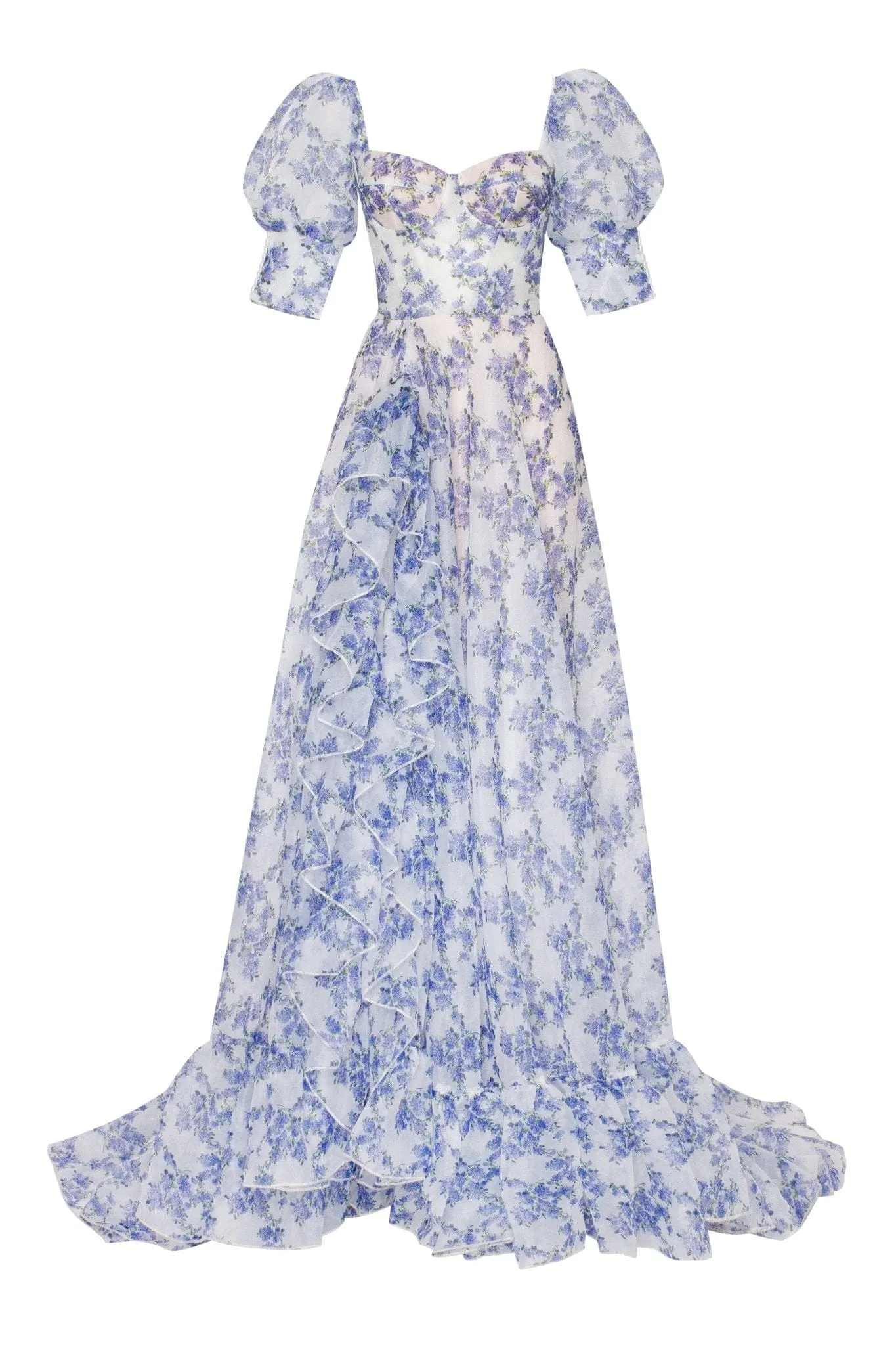 Blue Hydrangea maxi princess dress sold by Milla