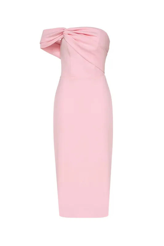 Pink Classy midi dress with open neckline sold by Milla