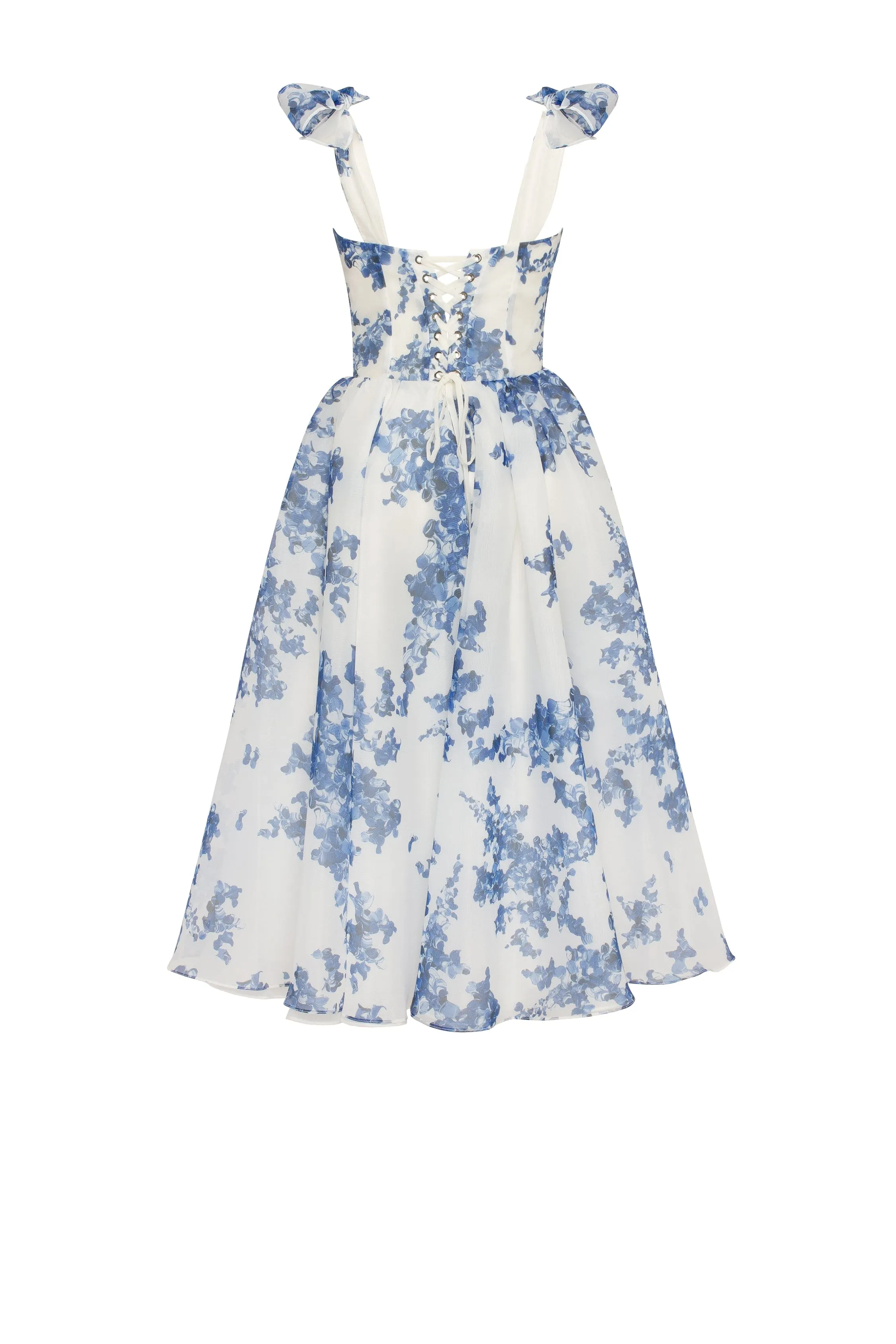 Charming blue hydrangea-patterned organza midi dress, Garden of Eden sold by Milla product image thumbnail 3
