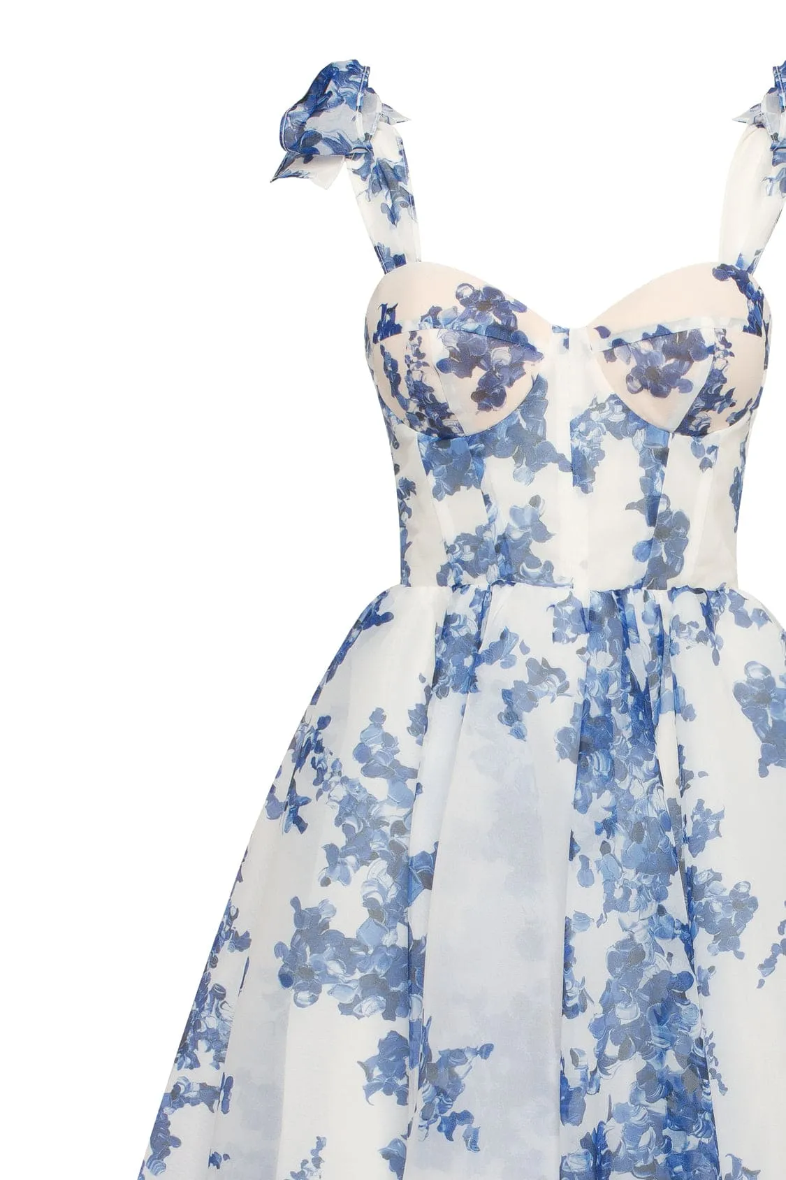 Charming blue hydrangea-patterned organza midi dress, Garden of Eden sold by Milla product image thumbnail 5
