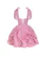 Danceable mini with ruched flower appliques, Garden of Eden sold by Milla