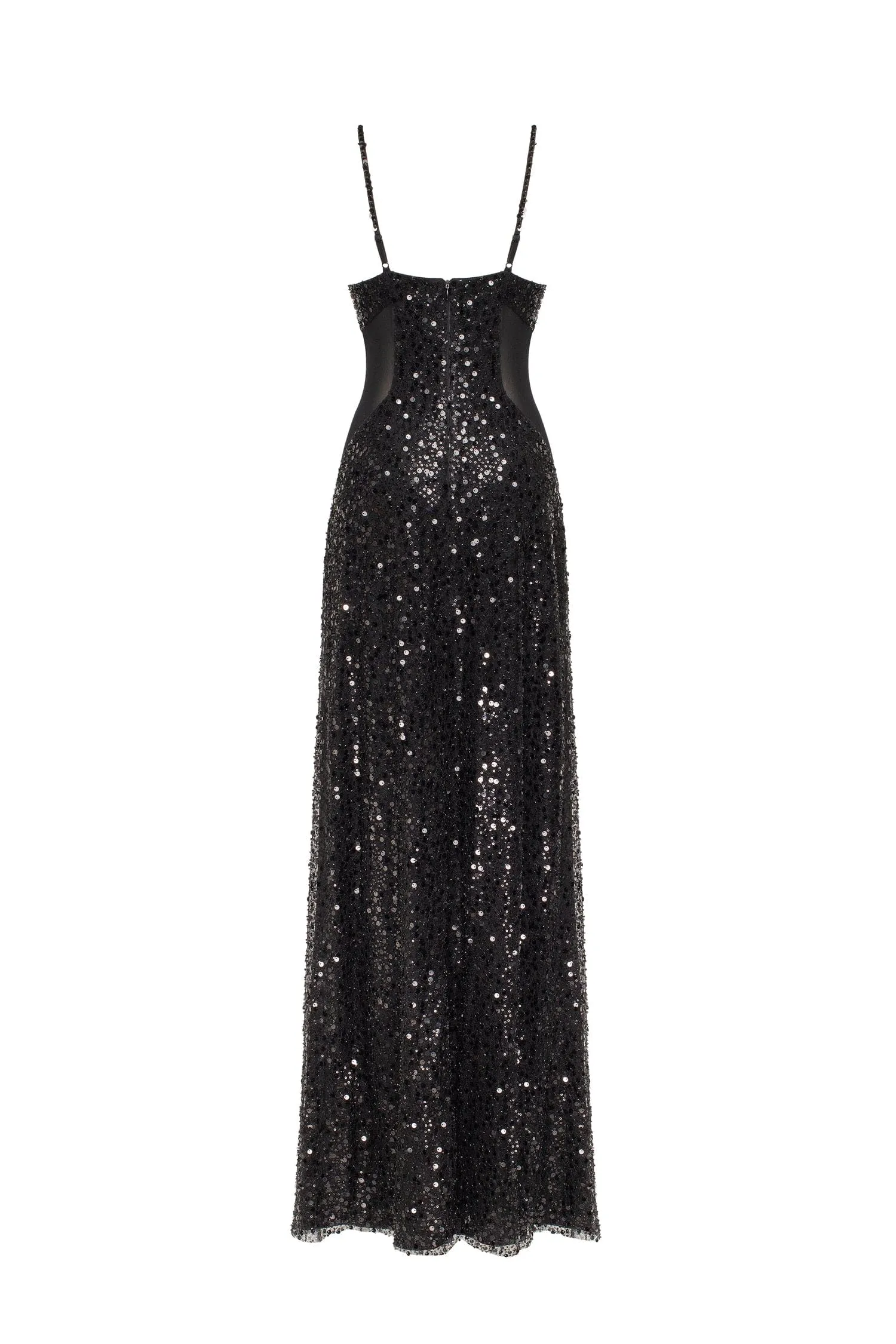 Sexy spaghetti straps black maxi covered in sequins, Smoky Quartz sold by Milla product image thumbnail 3