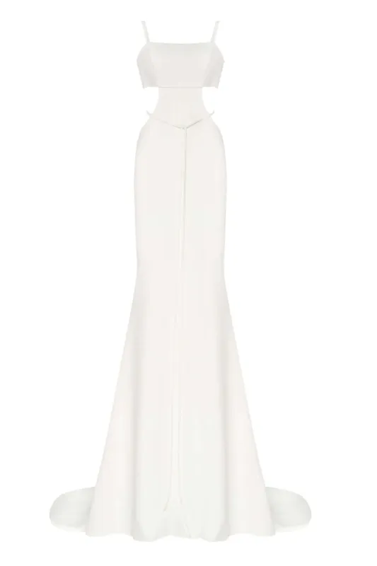 White Casual side cut out maxi dress sold by Milla