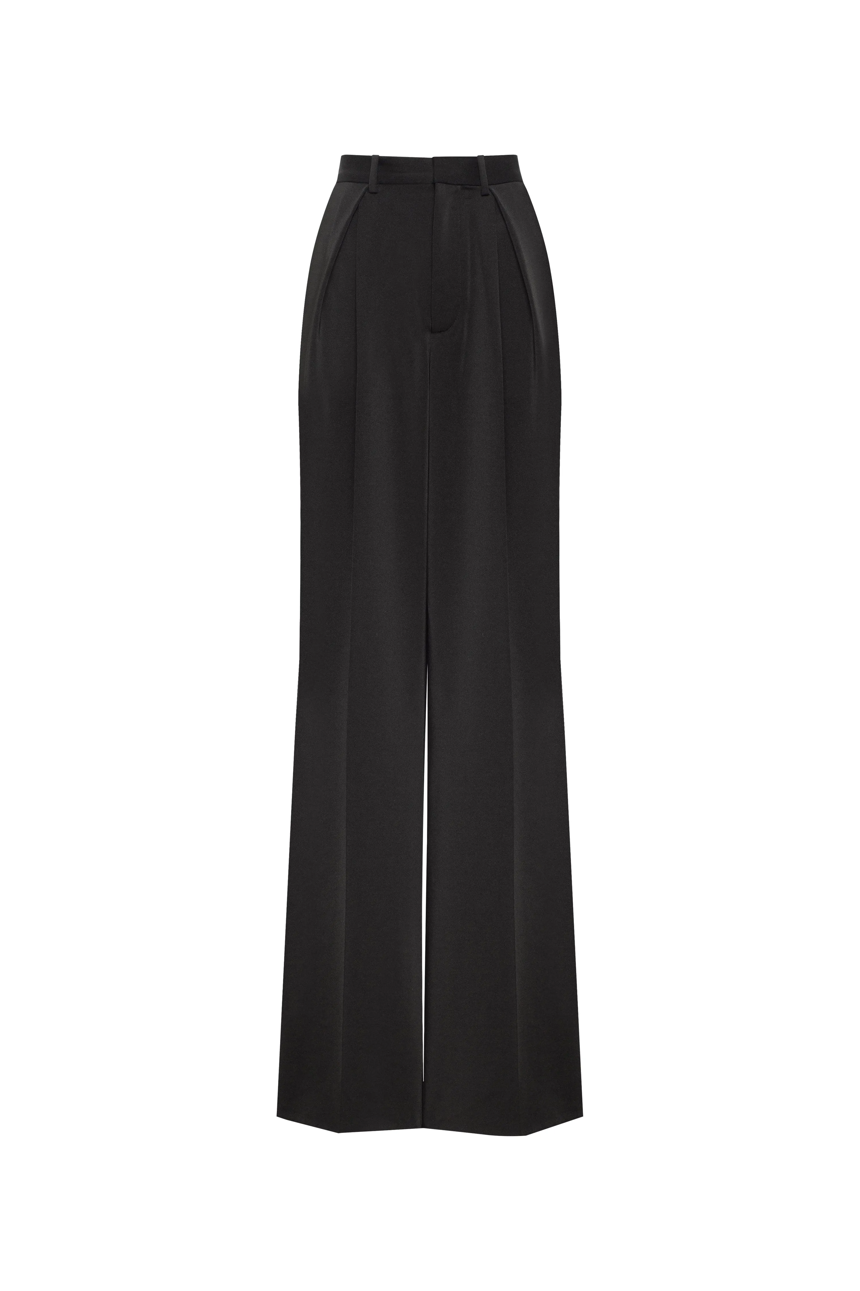 Refined black pants cut from Italian satin, Xo Xo sold by Milla