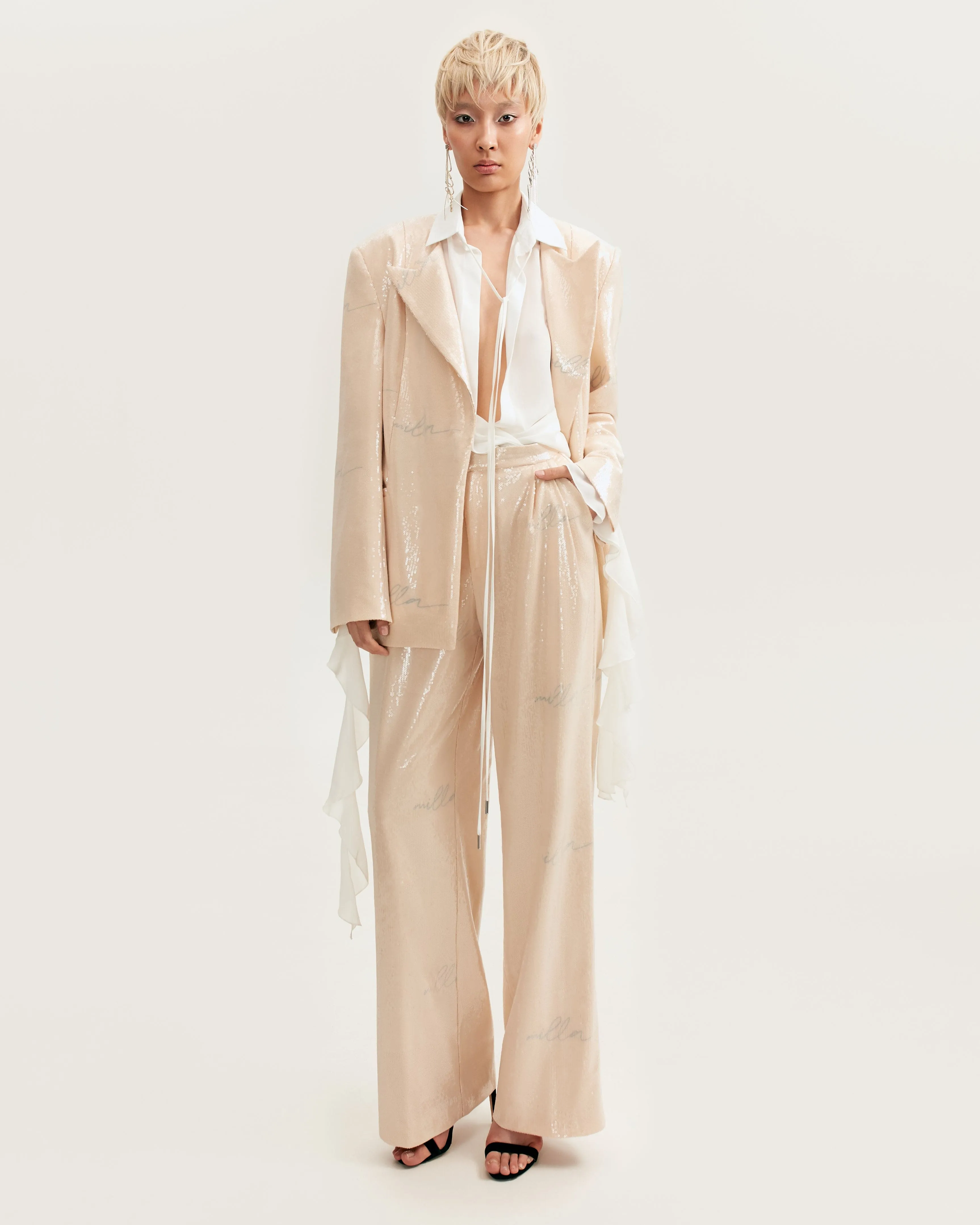 Sparkling beige blazer with Milla's signature, Xo Xo sold by Milla product image thumbnail 2