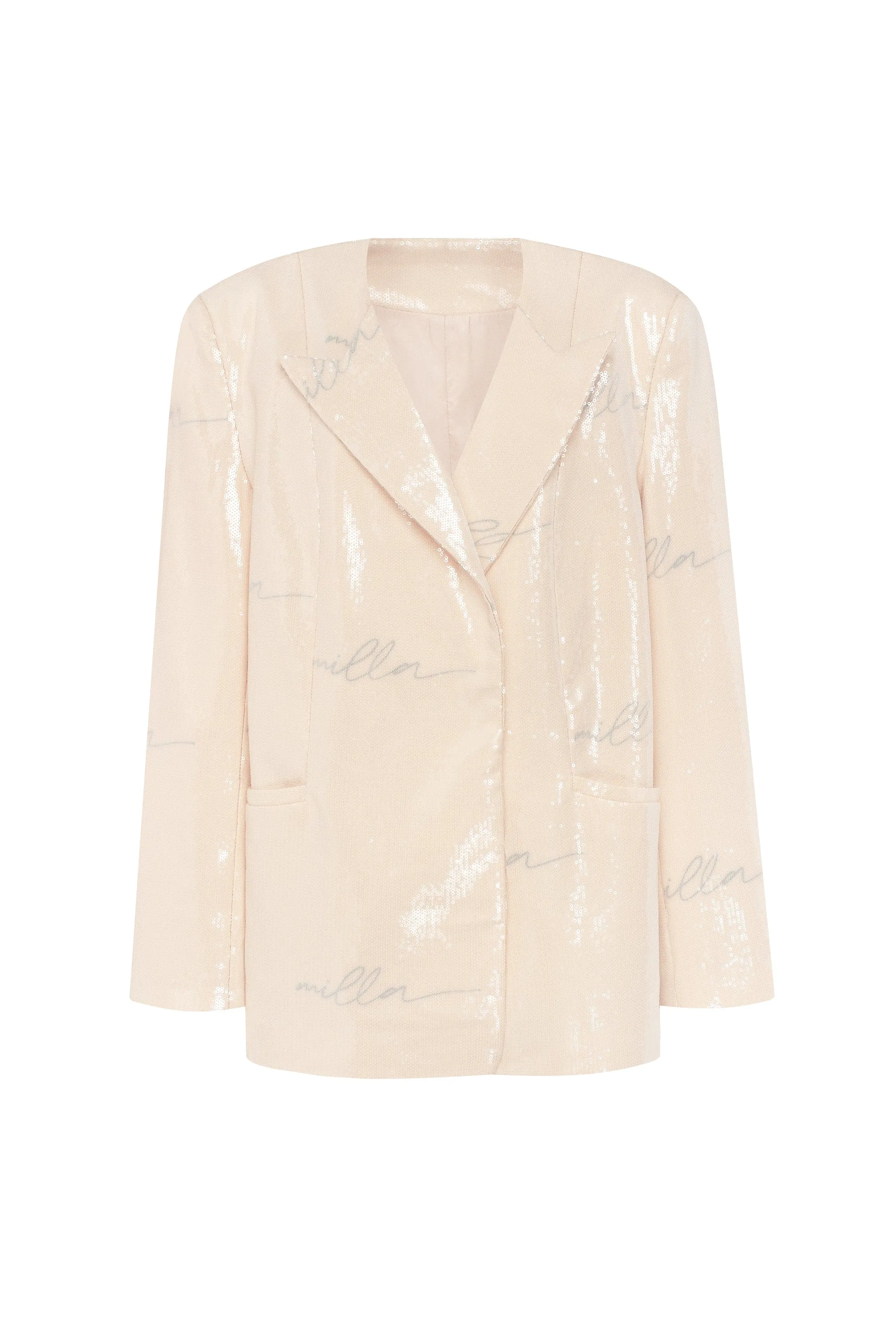 Sparkling beige blazer with Milla's signature, Xo Xo sold by Milla
