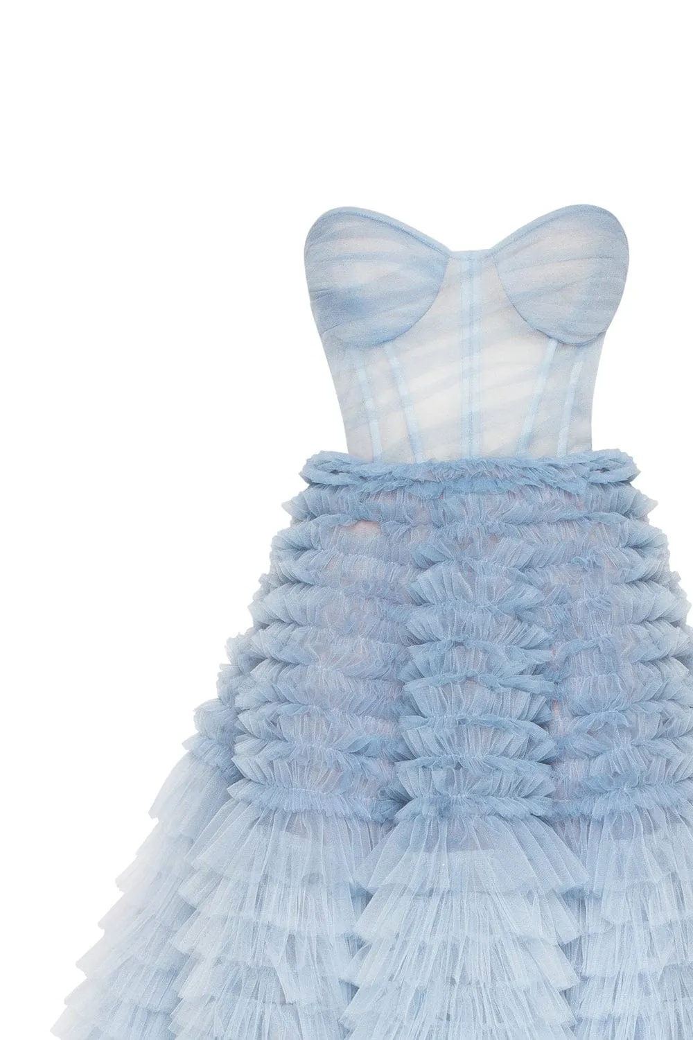Light Blue Strapless Frill-Layered Fluffy Dress sold by Milla product image thumbnail 5