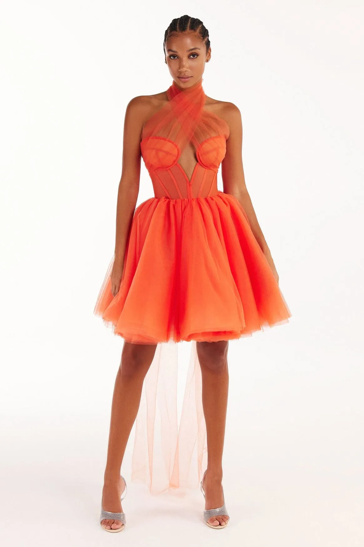 Vibrant red coral mini dress sold by Milla product image thumbnail 2