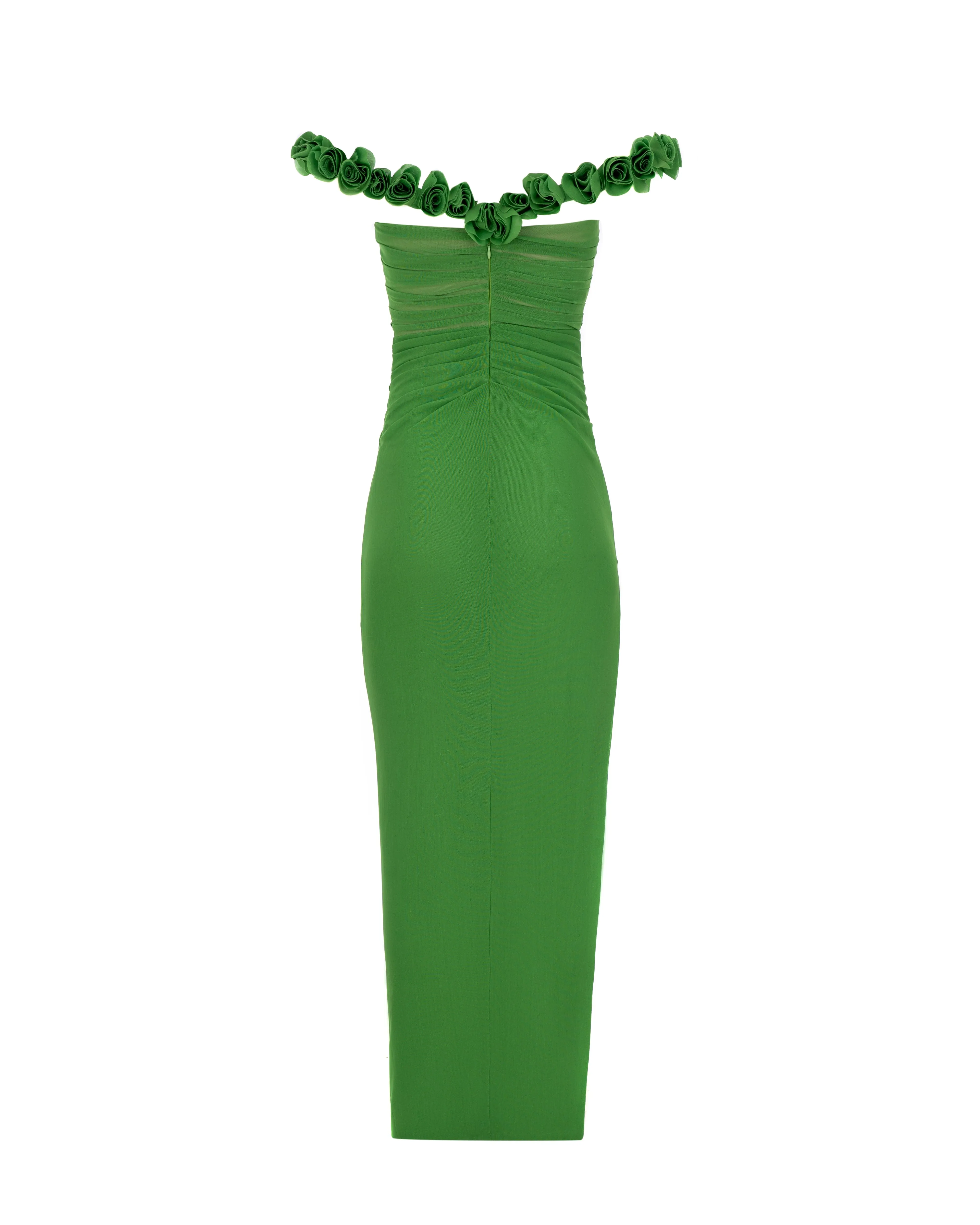 Artful off-the-shoulder evening dress in green sold by Milla product image thumbnail 3