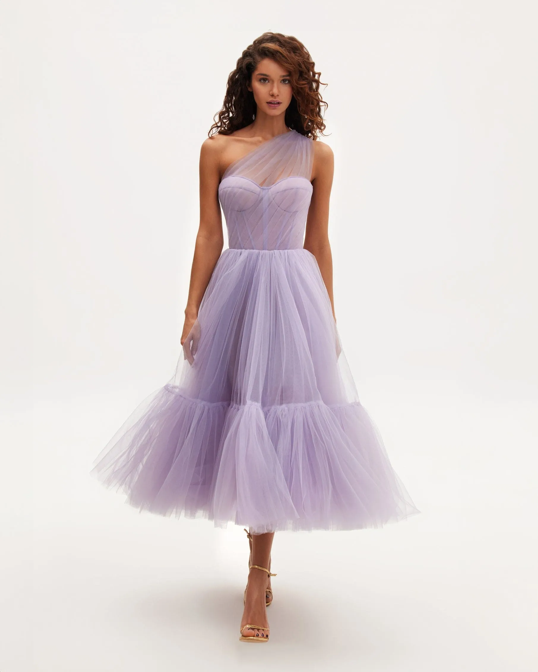 Lavender One-Shoulder Cocktail Tulle Dress sold by Milla product image thumbnail 2