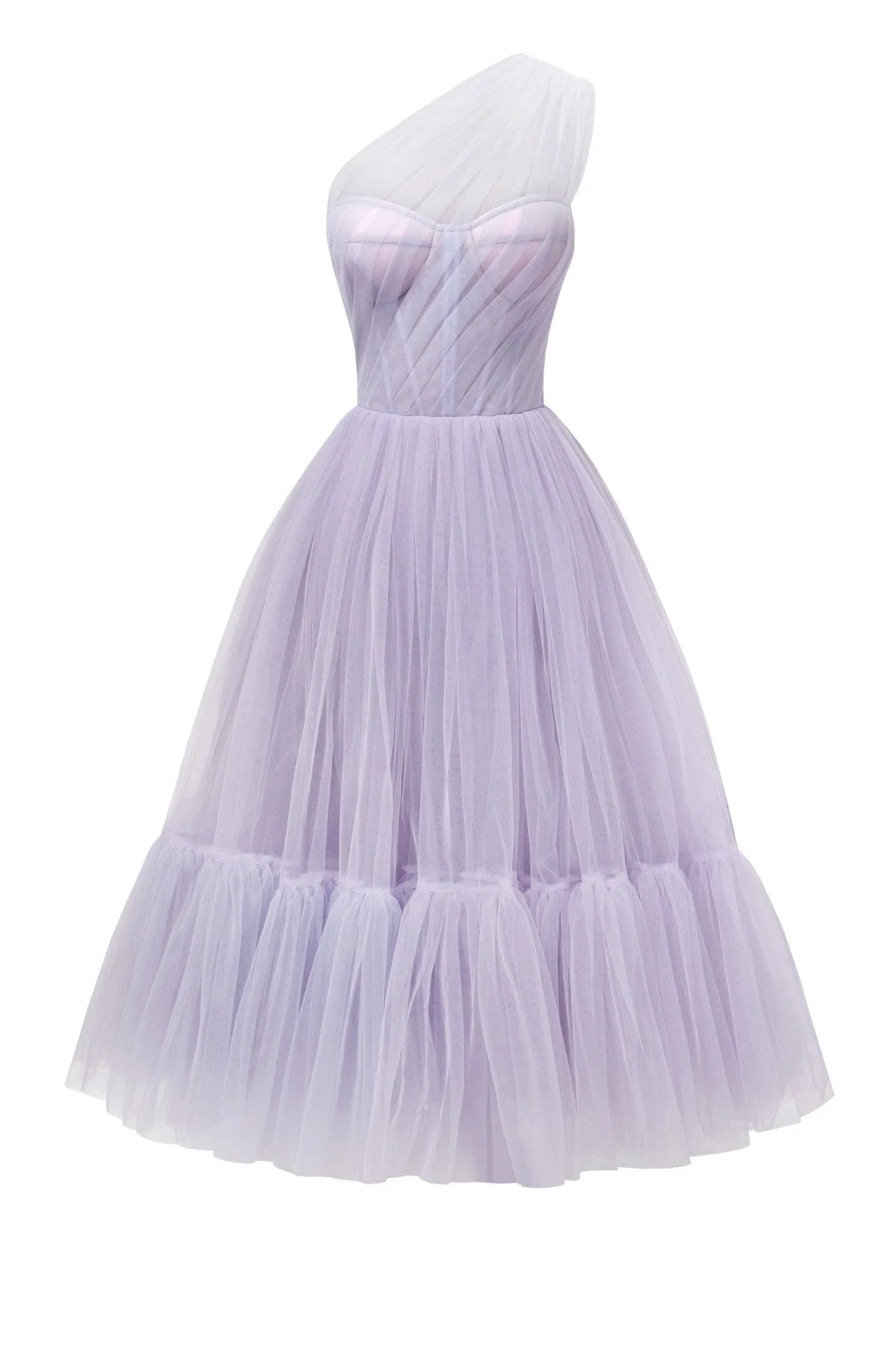 Lavender One-Shoulder Cocktail Tulle Dress sold by Milla