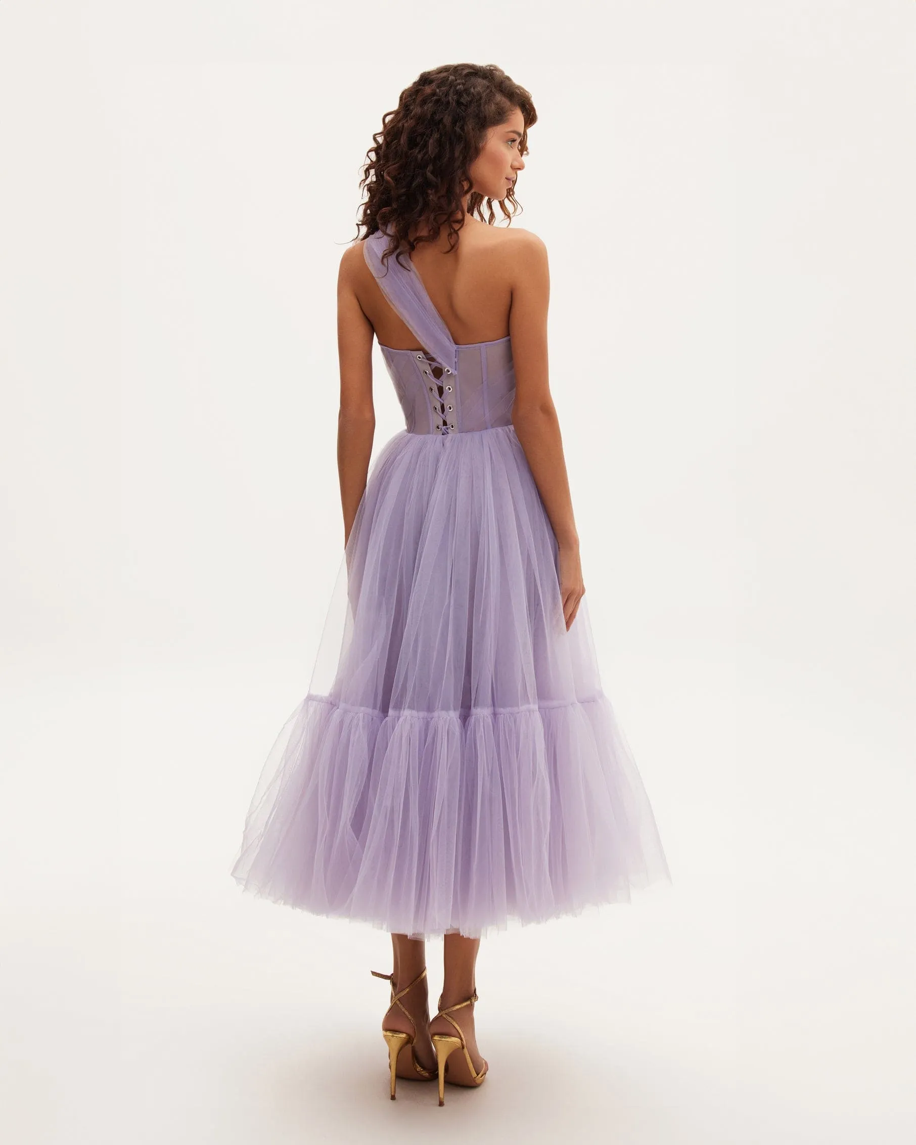 Lavender One-Shoulder Cocktail Tulle Dress sold by Milla product image thumbnail 4