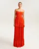 Coral spaghetti strap pleated maxi dress, Garden of Eden sold by Milla