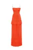 Coral spaghetti strap pleated maxi dress, Garden of Eden sold by Milla