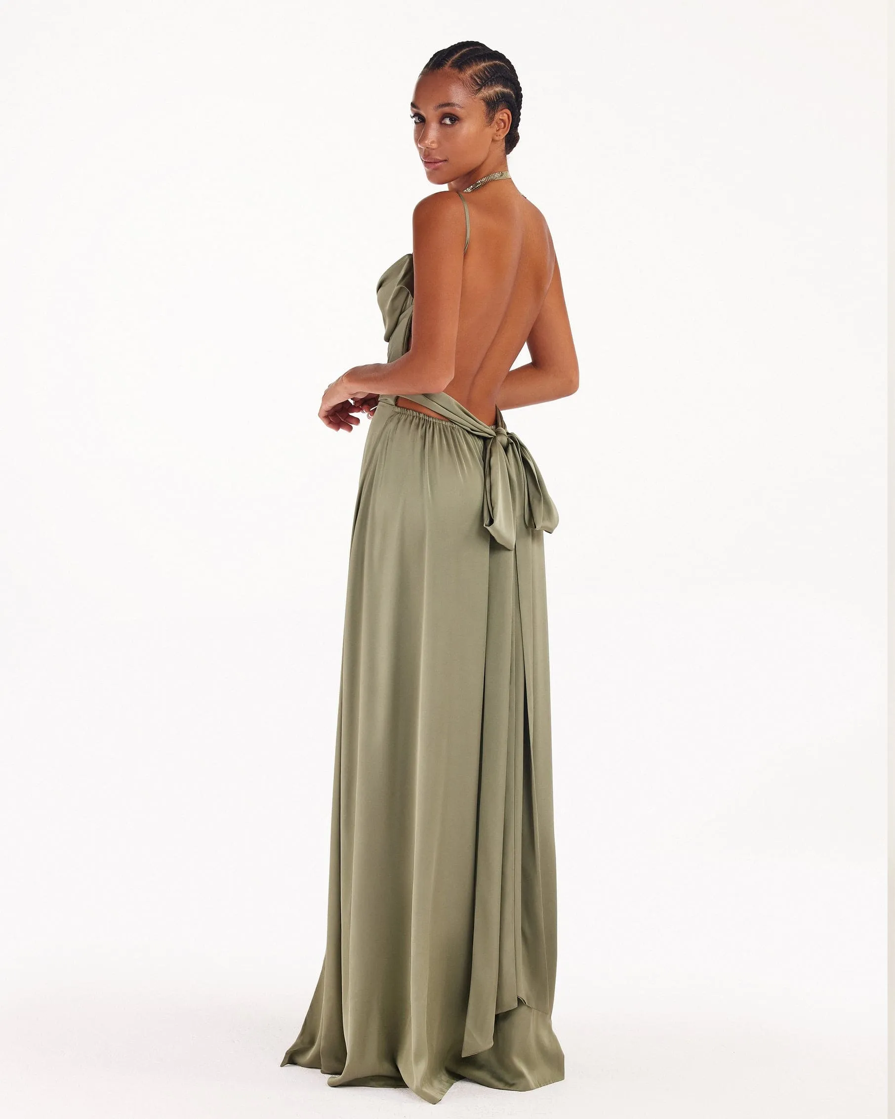 Boudoir olive silk slip dress sold by Milla product image thumbnail 4