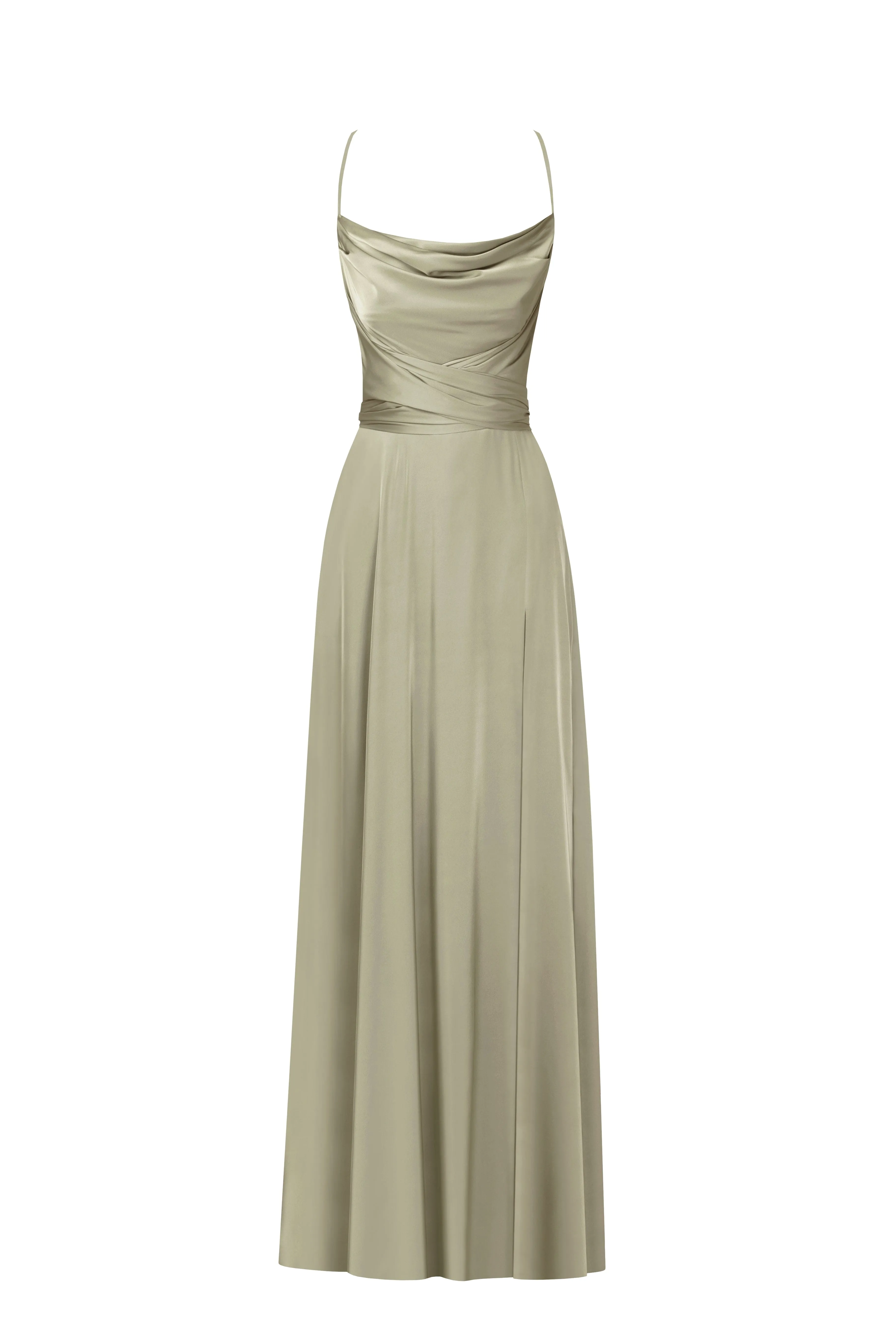 Boudoir olive silk slip dress sold by Milla