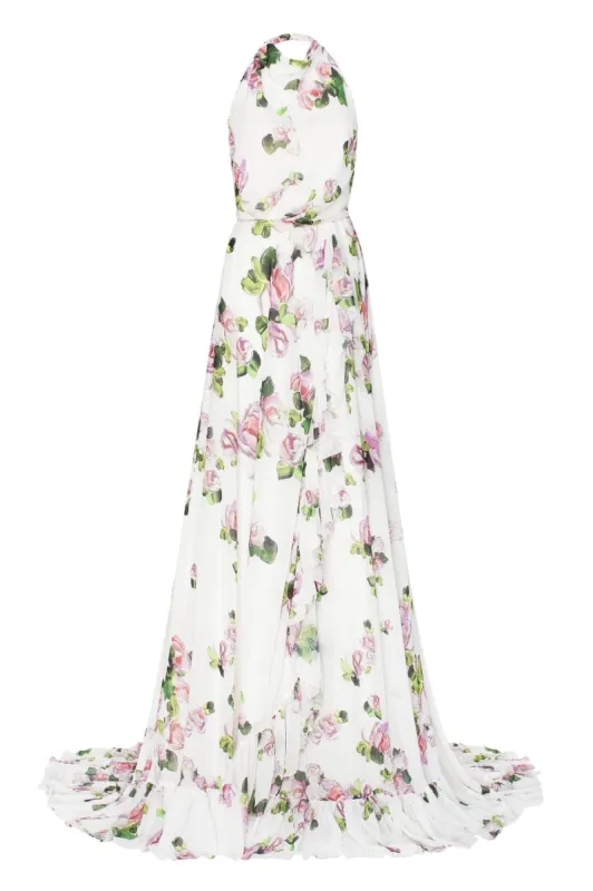 Apple Blossom Mock neck sleeveless evening dress sold by Milla