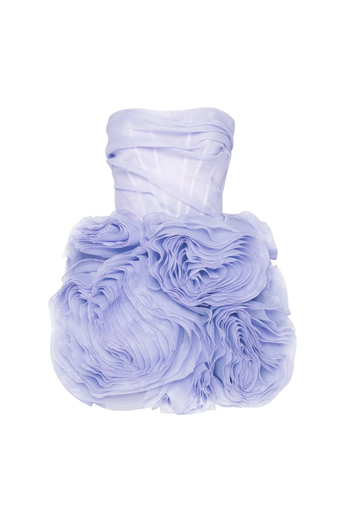 Appliquéd organza lavender mini dress sold by Milla