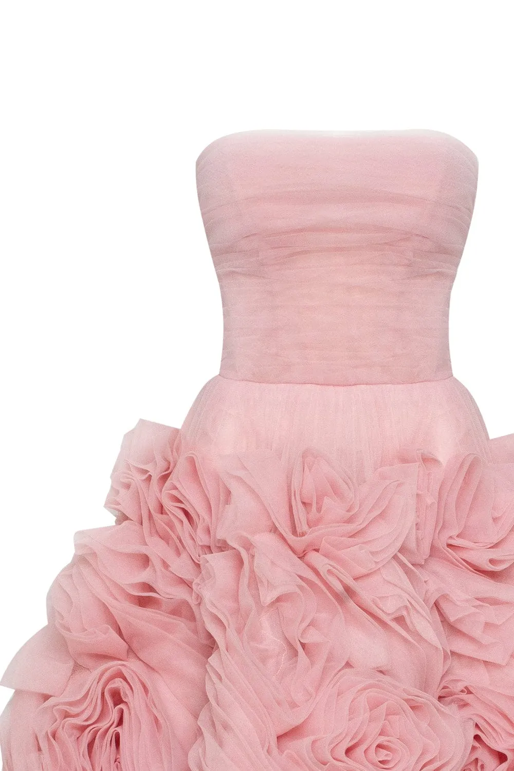 Dramatically flowered tulle dress in misty pink sold by Milla product image thumbnail 5