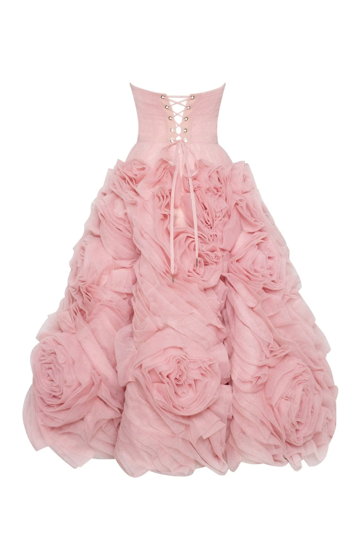 Dramatically flowered tulle dress in misty pink sold by Milla product image thumbnail 3