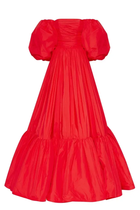 Carmen puffy dress with voluminous off-the-shoulder sleeves sold by Milla