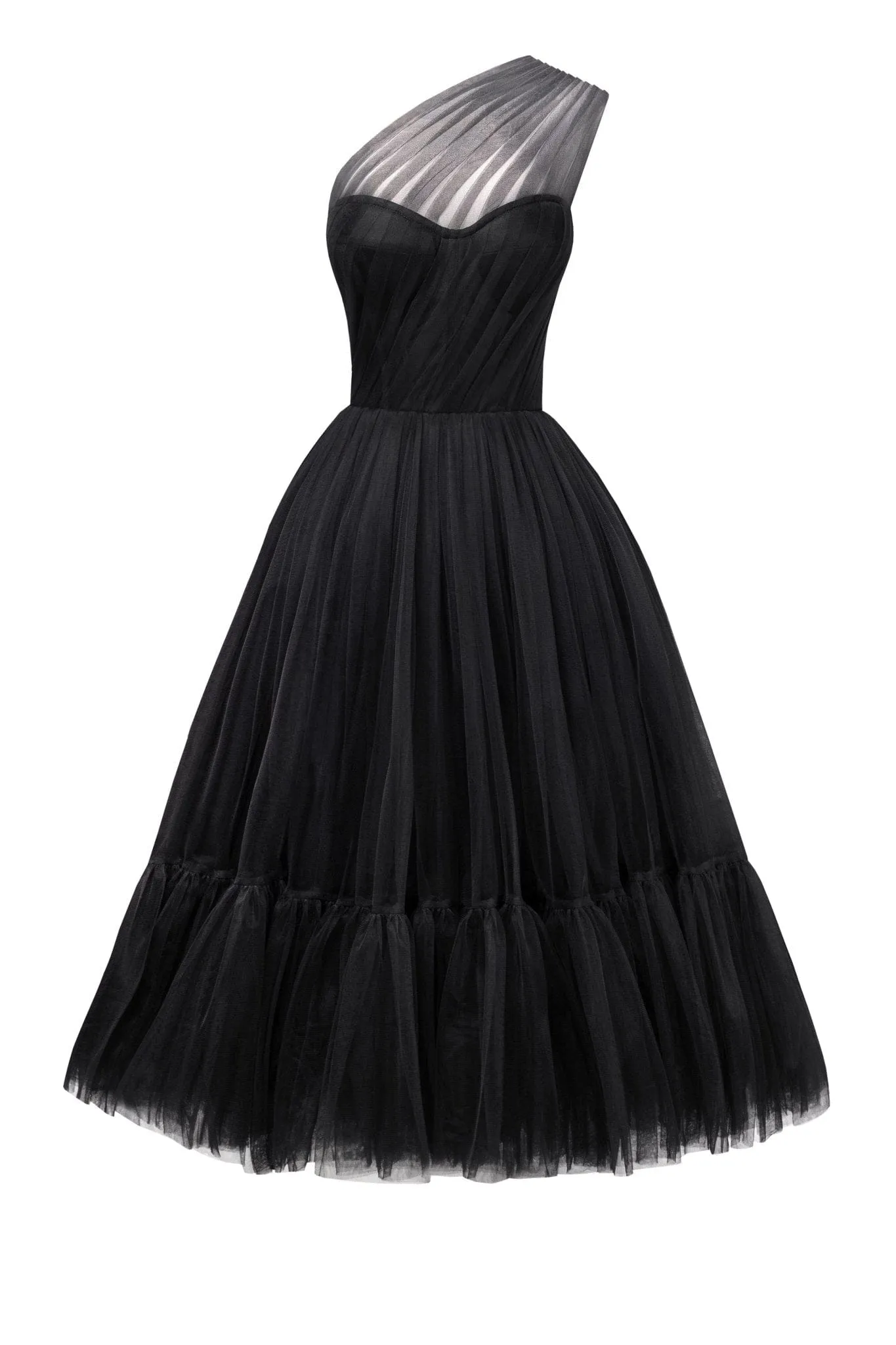 Black One-Shoulder Cocktail Tulle Dress sold by Milla