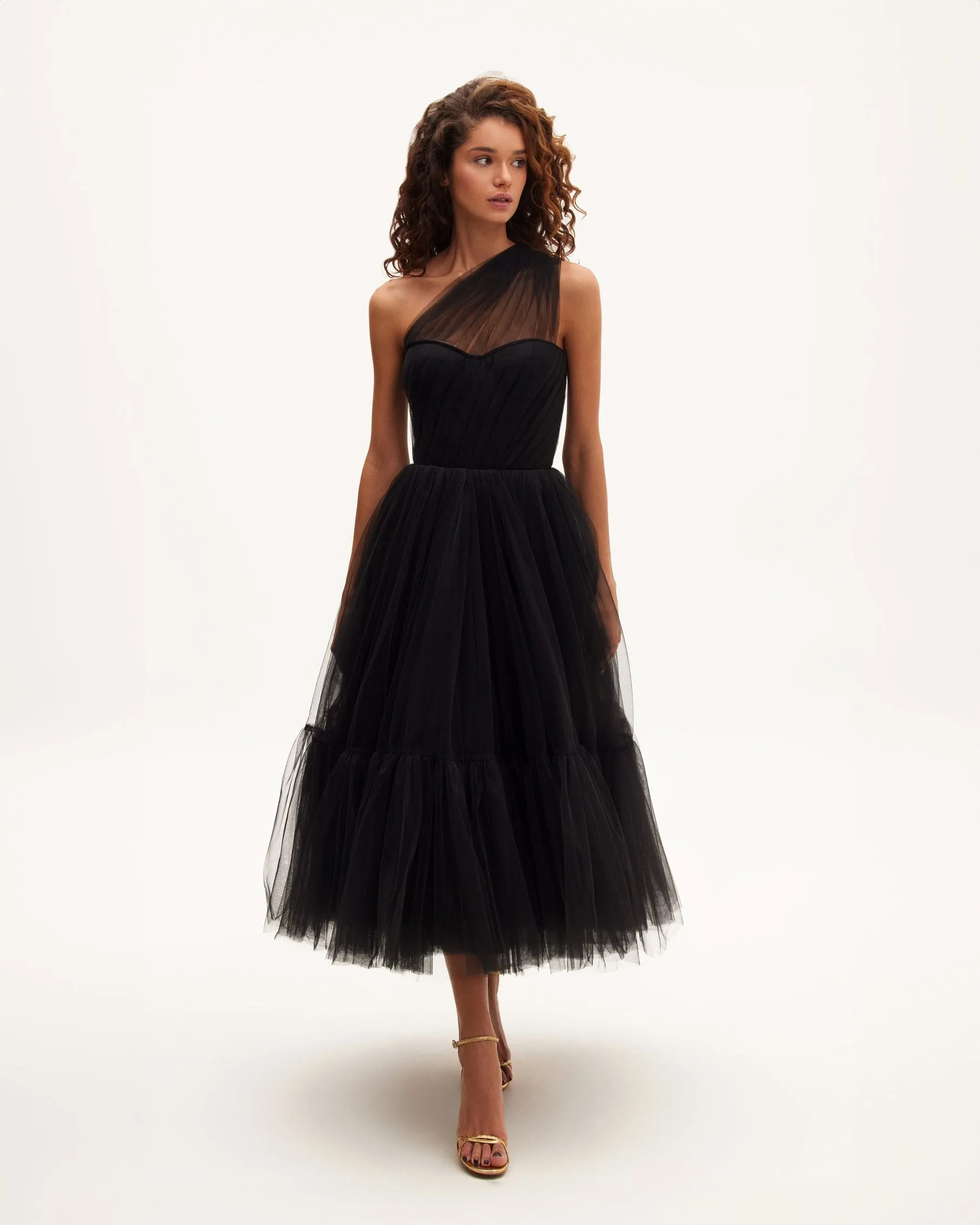 Black One-Shoulder Cocktail Tulle Dress sold by Milla product image thumbnail 2