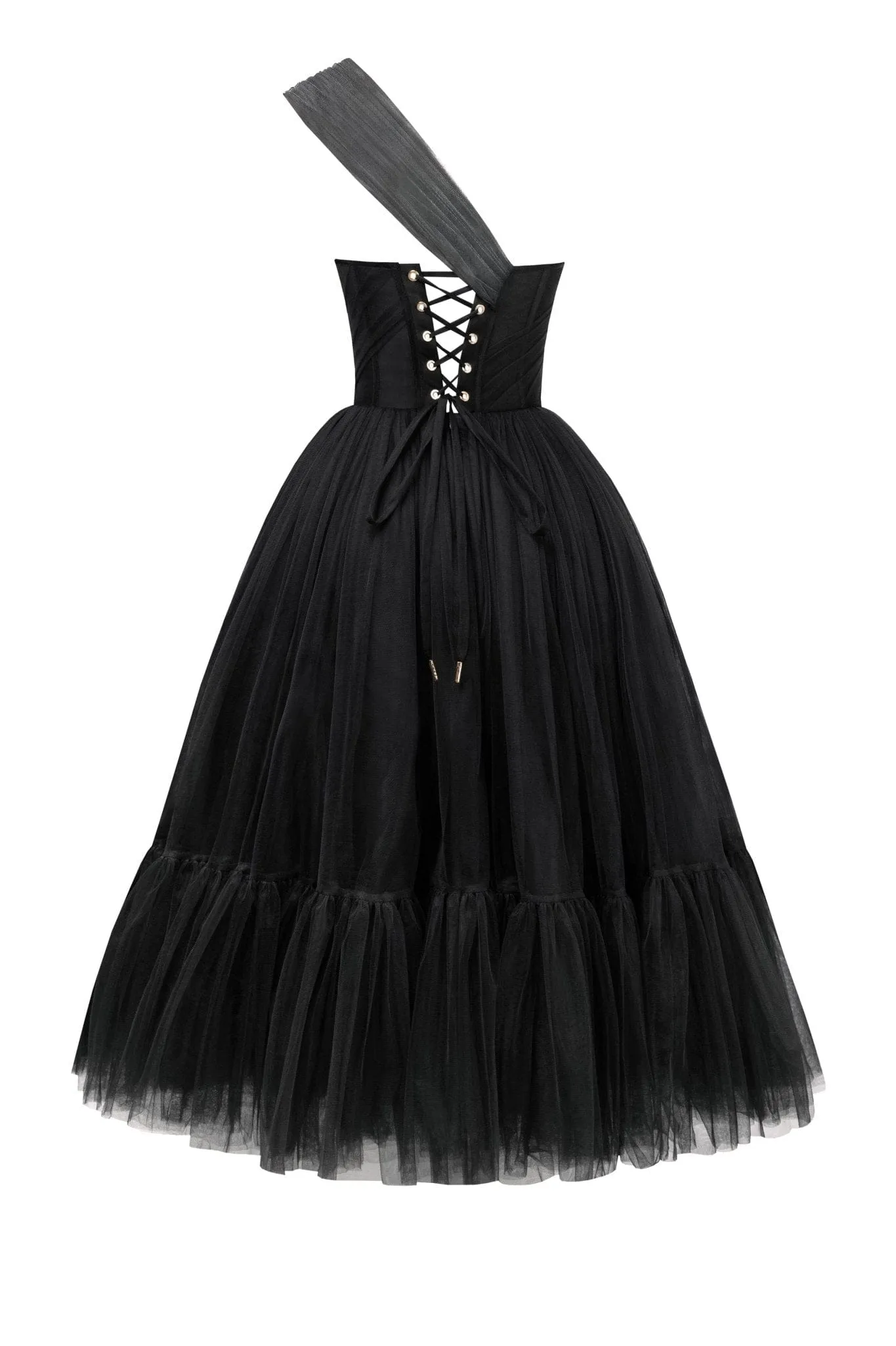Black One-Shoulder Cocktail Tulle Dress sold by Milla product image thumbnail 3