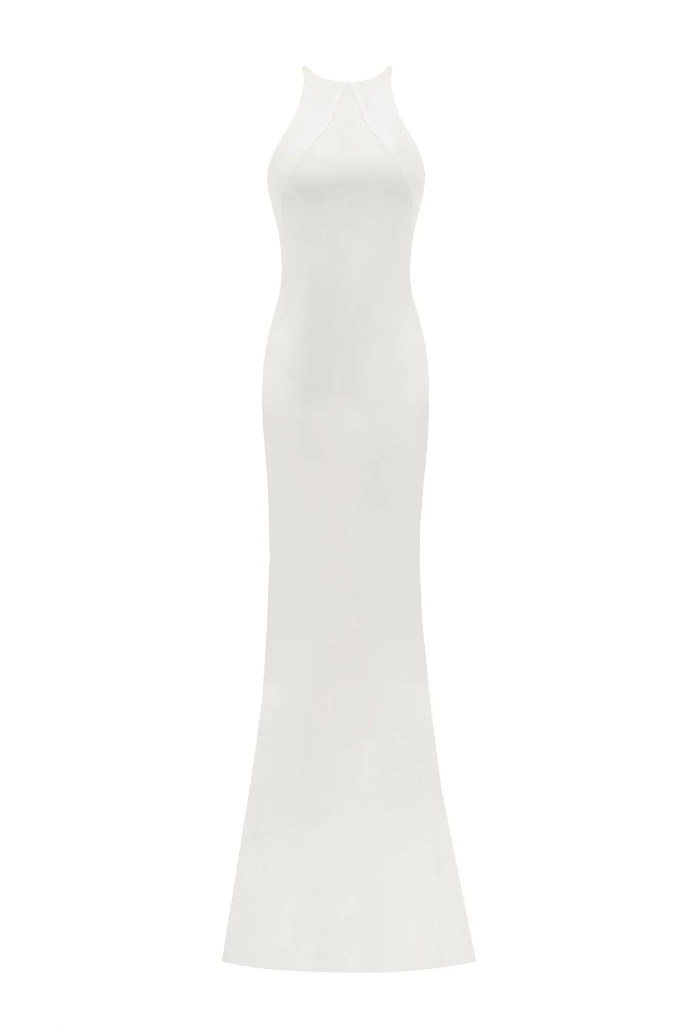 Lustrous white halterneck maxi dress sold by Milla