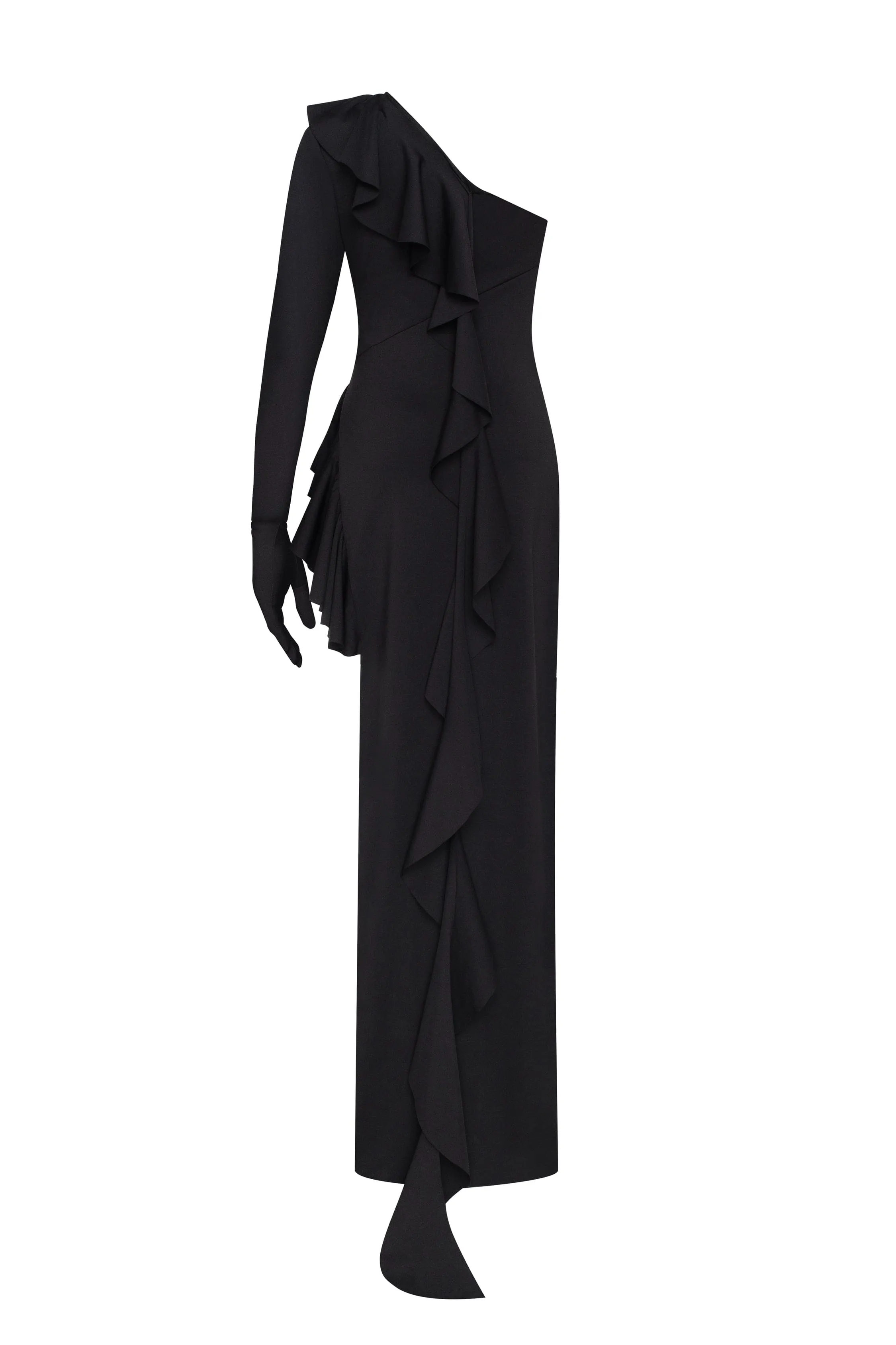 One-shoulder ruffle-trimmed maxi dress in black, Xo Xo sold by Milla product image thumbnail 3