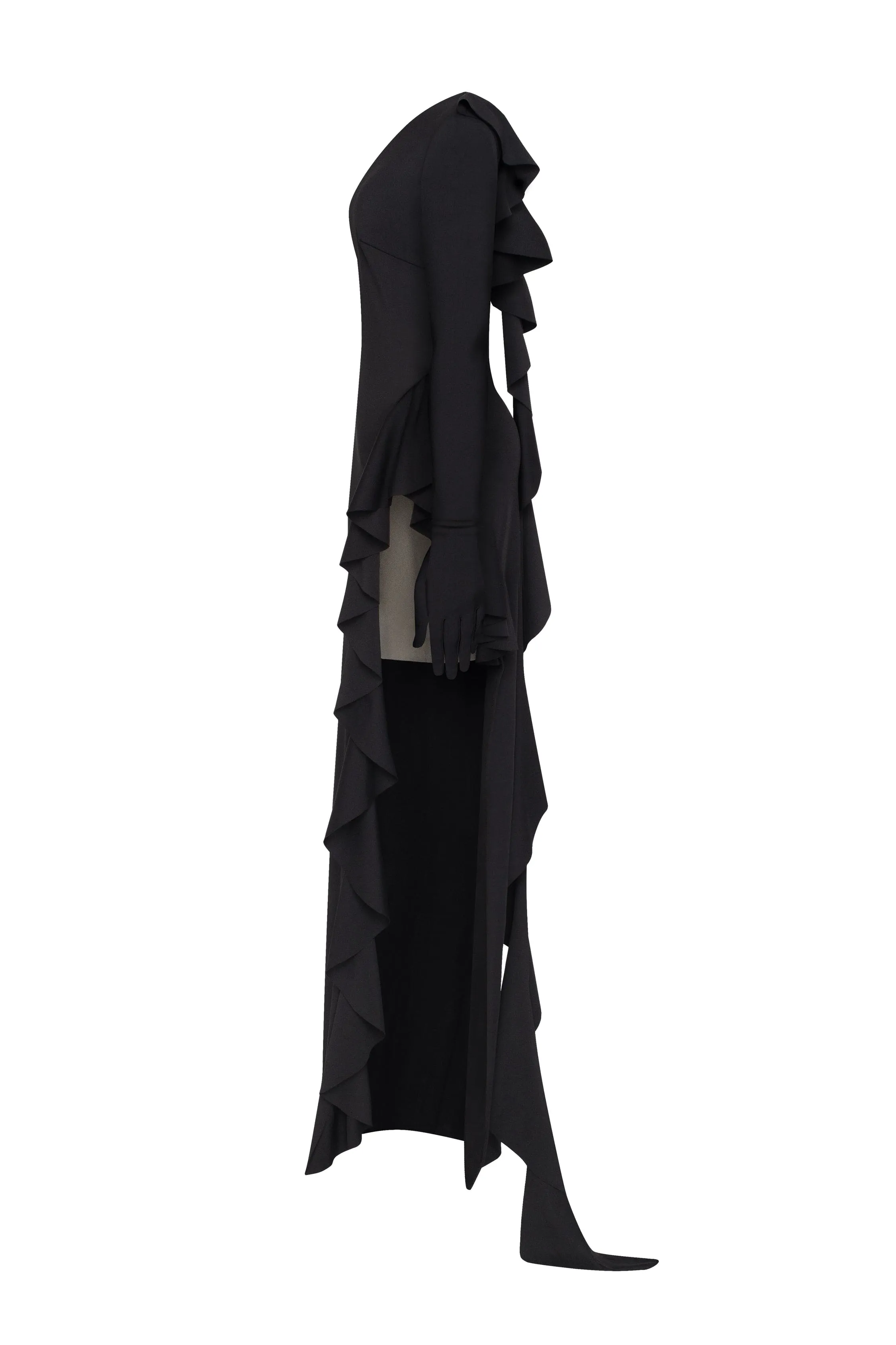 One-shoulder ruffle-trimmed maxi dress in black, Xo Xo sold by Milla product image thumbnail 5