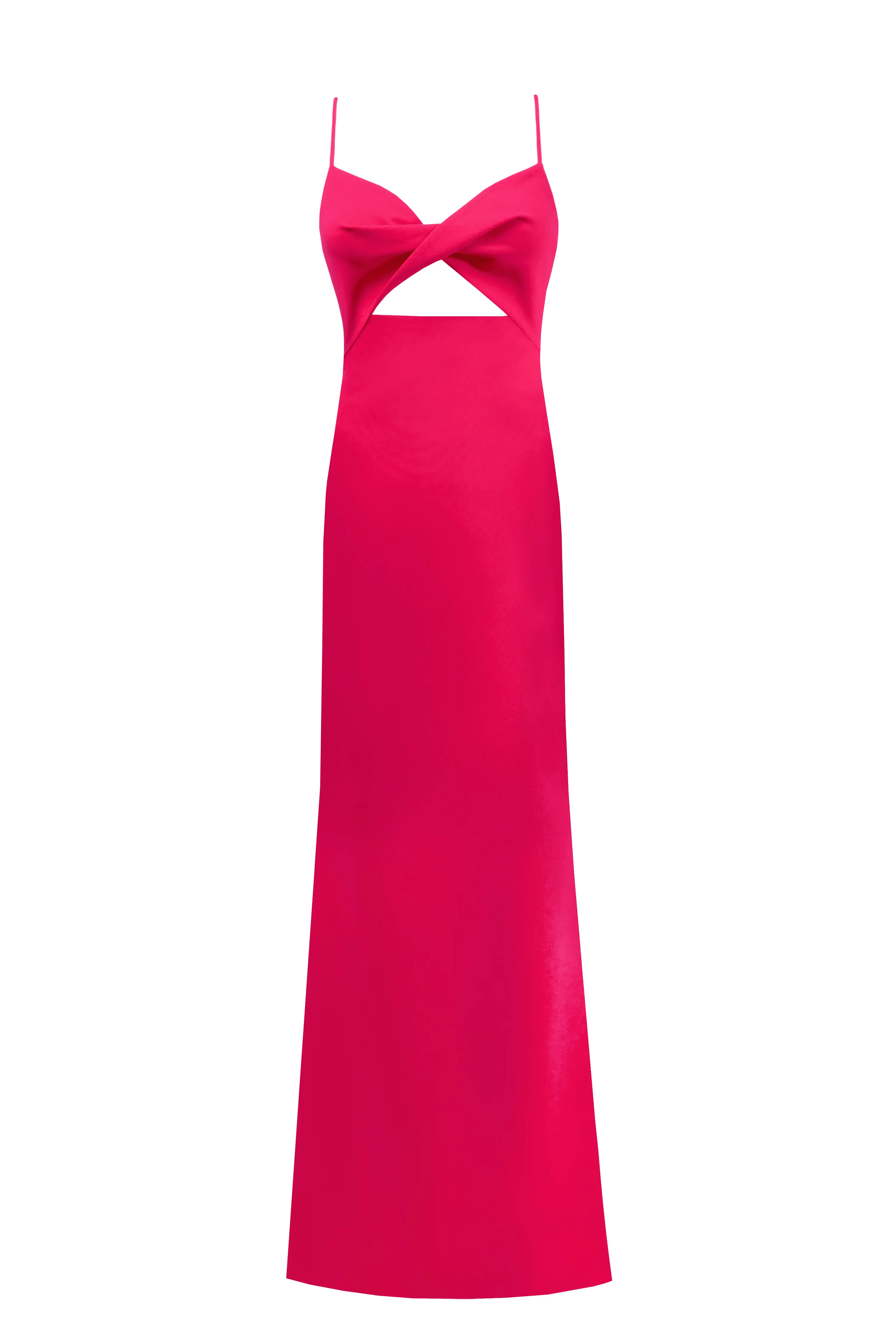 Twisted cutout fuchsia bodice maxi dress sold by Milla