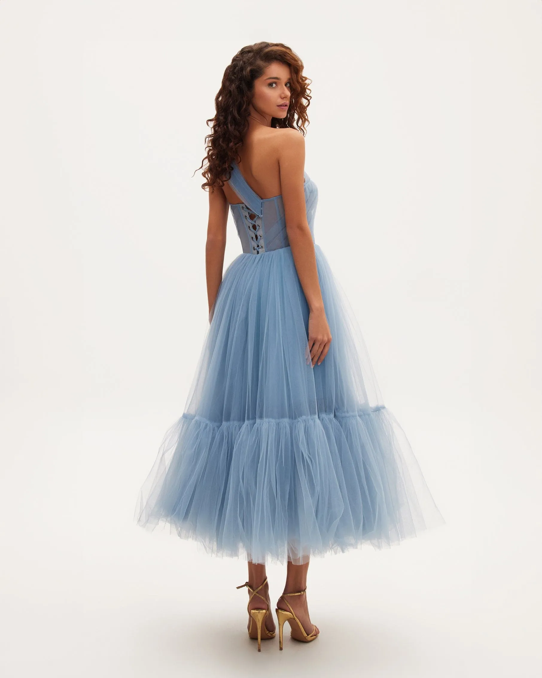 Light Blue One-Shoulder Cocktail Tulle Dress sold by Milla product image thumbnail 4