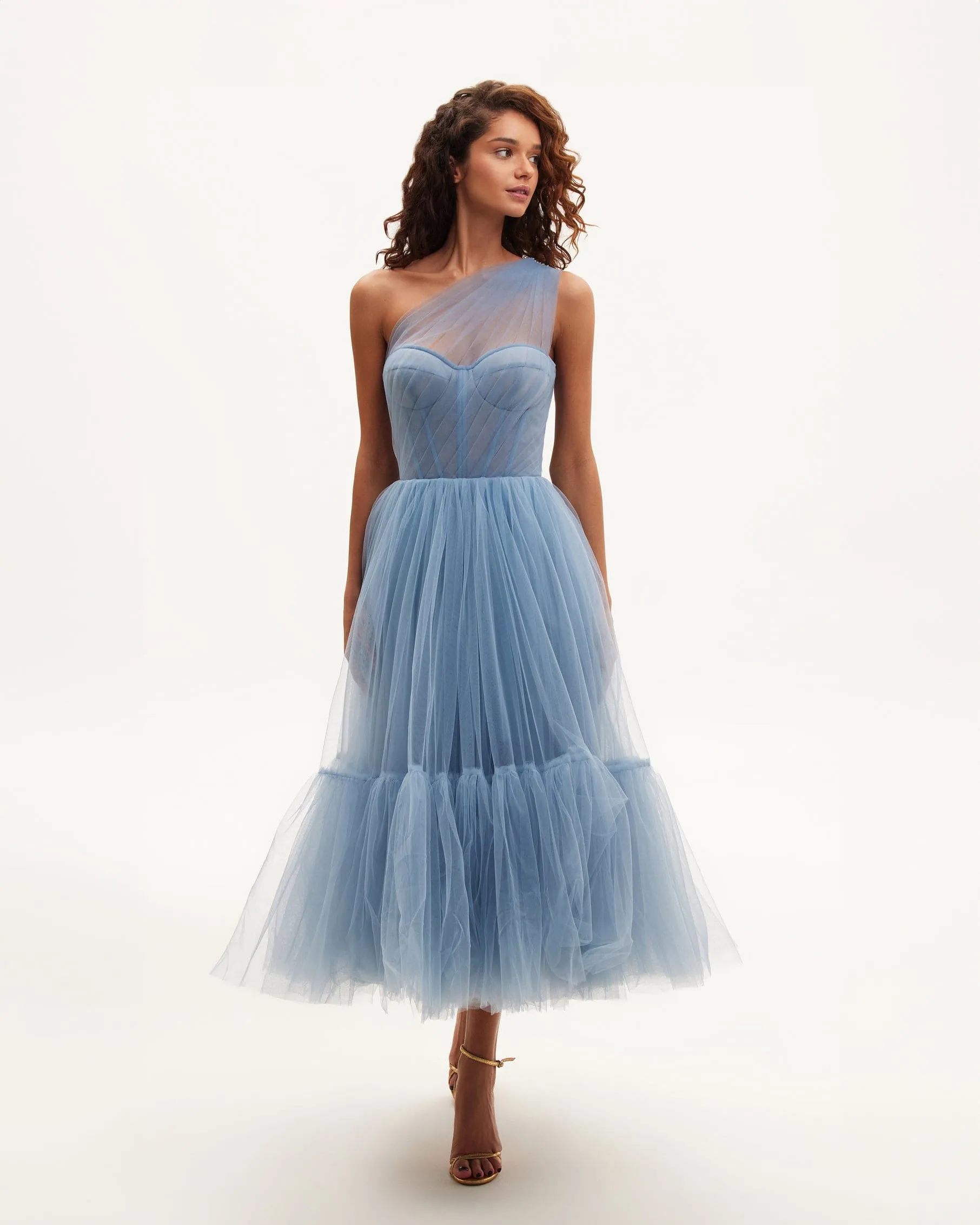Light Blue One-Shoulder Cocktail Tulle Dress sold by Milla product image thumbnail 2