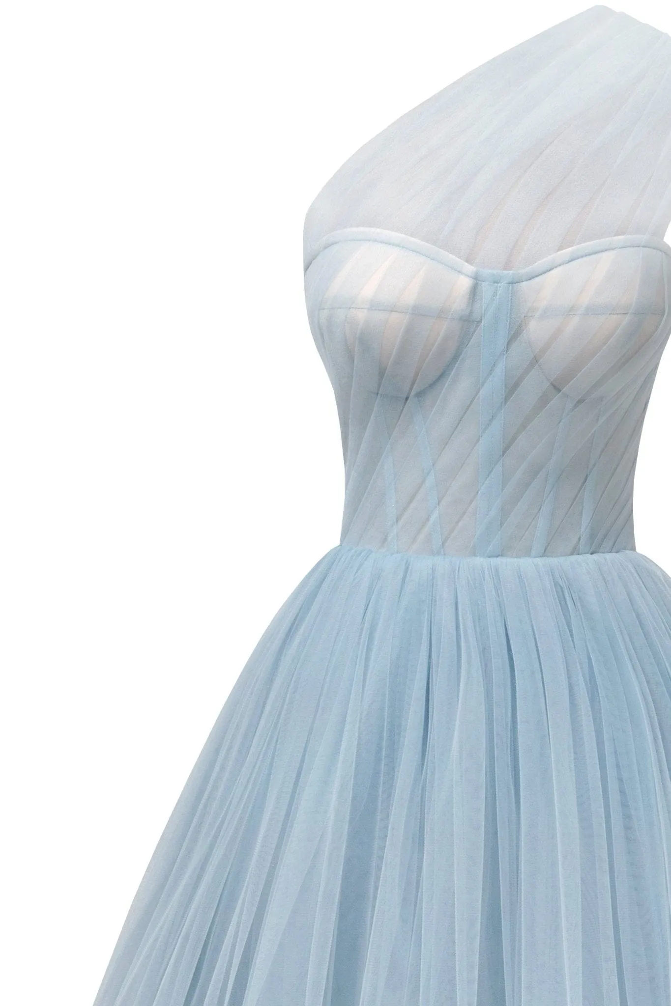 Light Blue One-Shoulder Cocktail Tulle Dress sold by Milla product image thumbnail 5