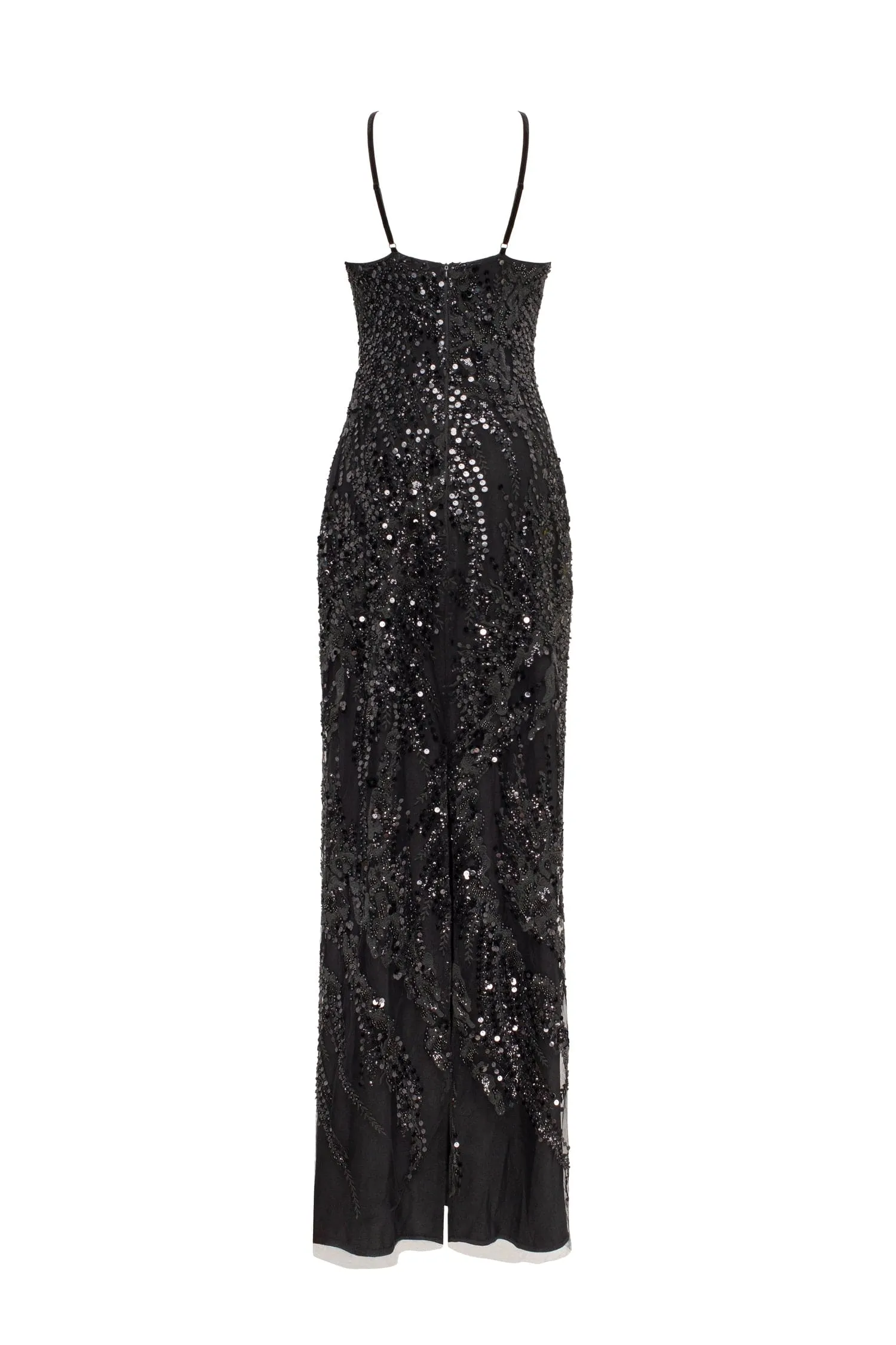 Cut-out halterneck black maxi covered in sequins, Smoky Quartz sold by Milla product image thumbnail 3