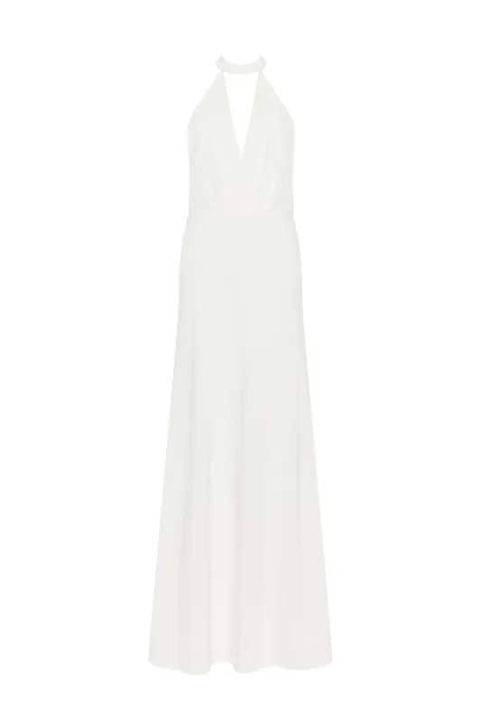 Lovely white halterneck satin maxi dress, Xo Xo sold by Milla