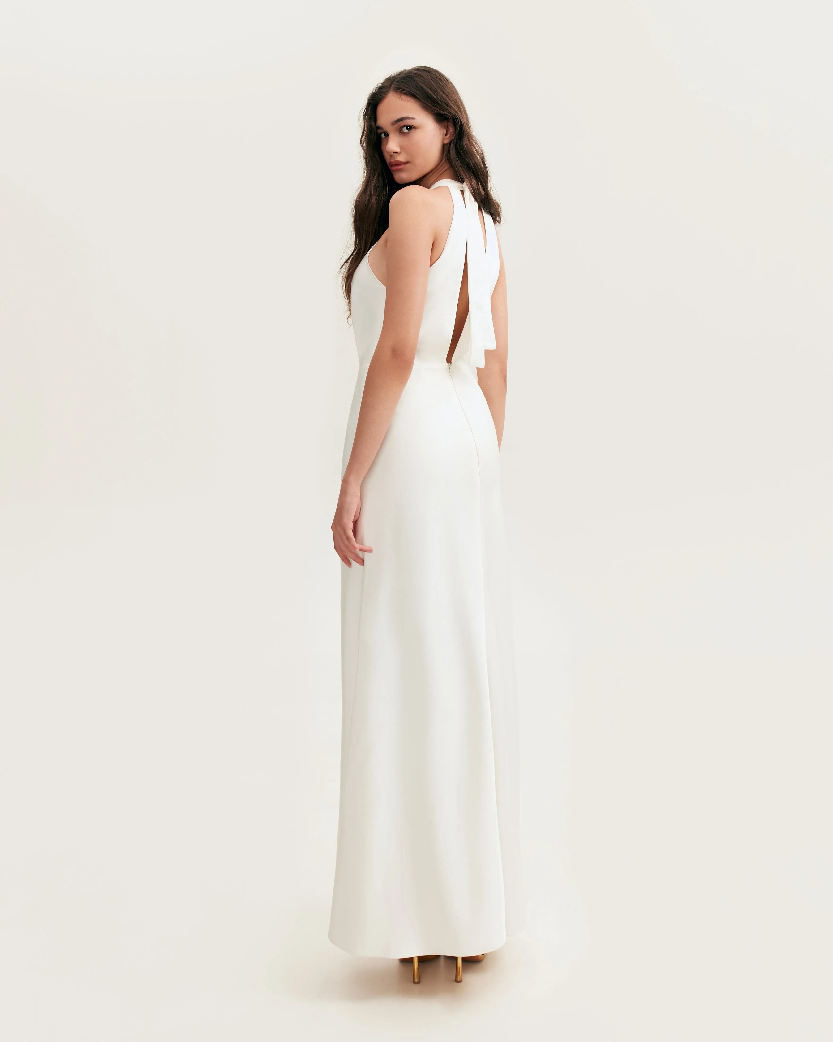 Lovely white halterneck satin maxi dress, Xo Xo sold by Milla product image thumbnail 4